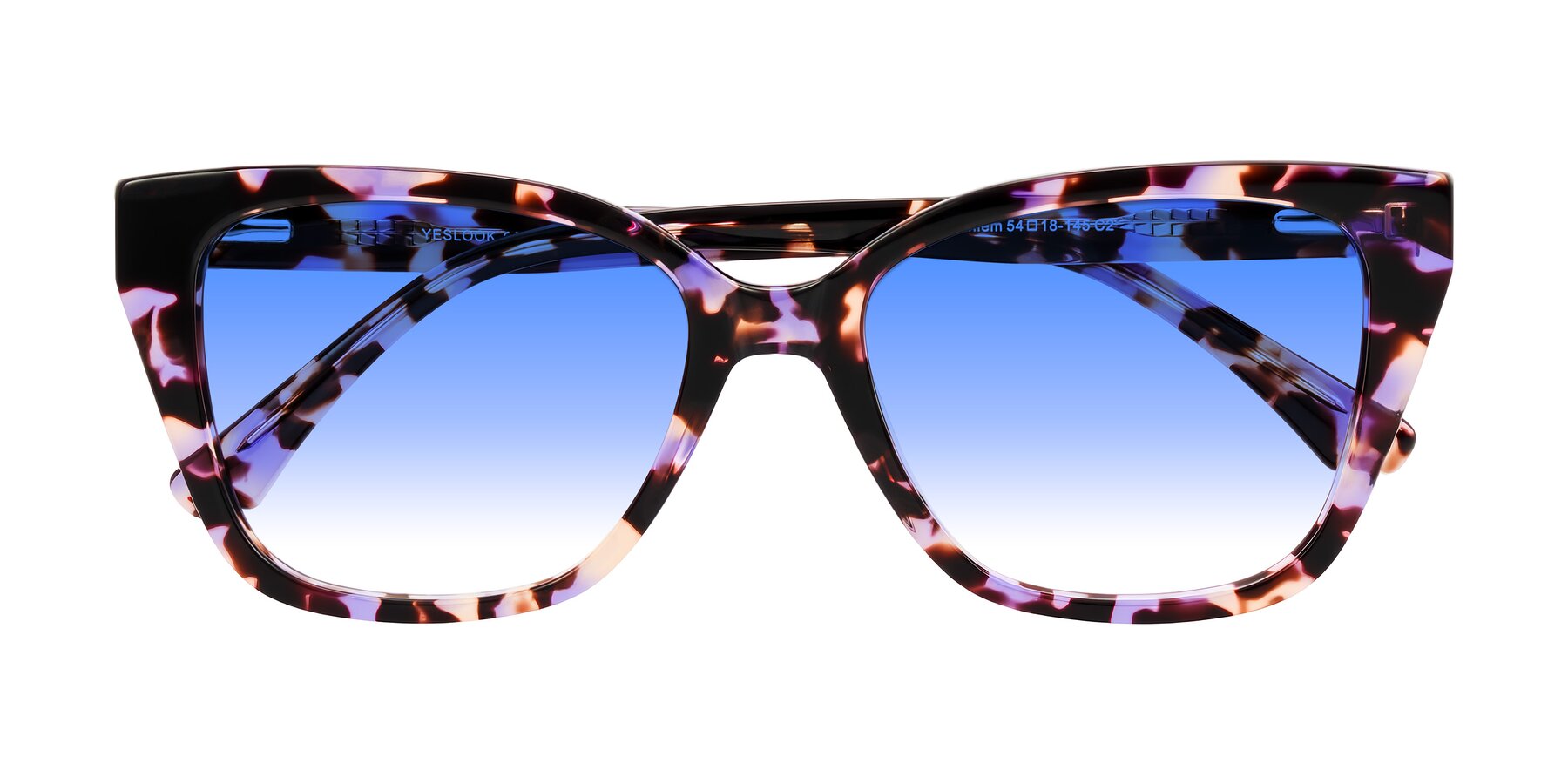 Folded Front of Kahlem in Purple Tortoise with Blue Gradient Lenses