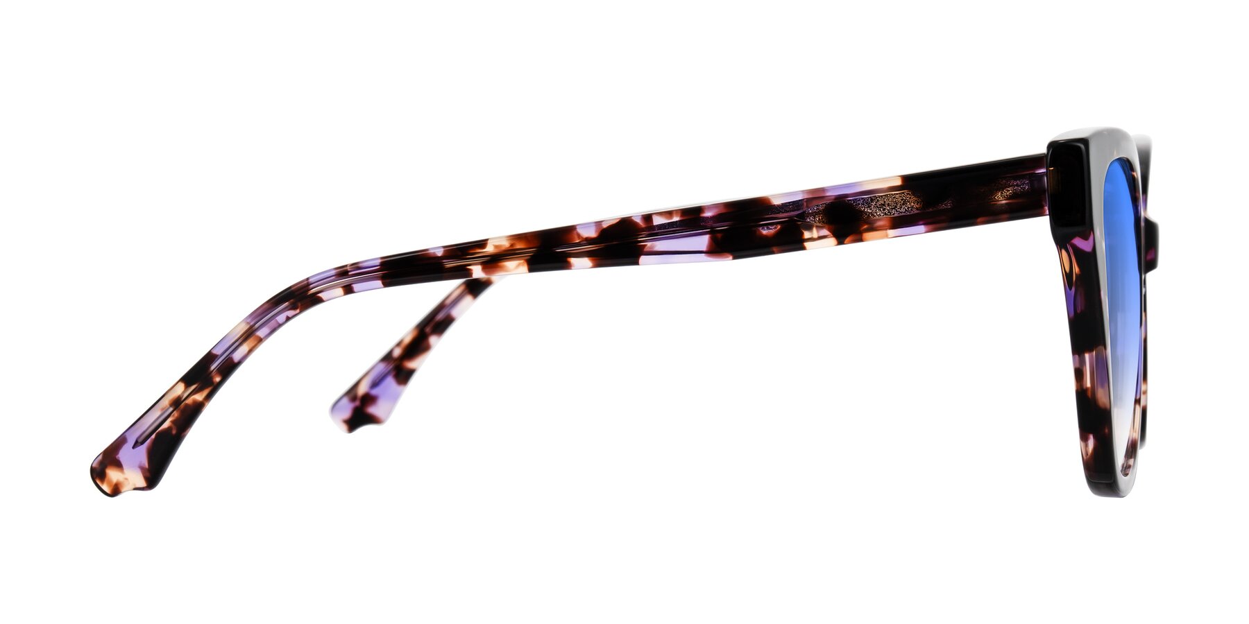 Side of Kahlem in Purple Tortoise with Blue Gradient Lenses