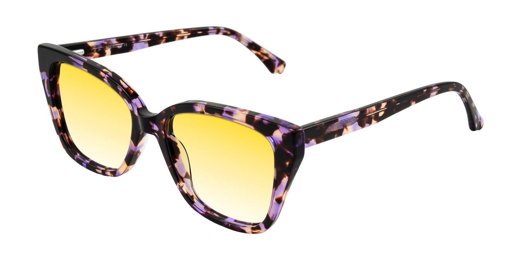 Angle of Kahlem in Purple Tortoise with Yellow Gradient Lenses