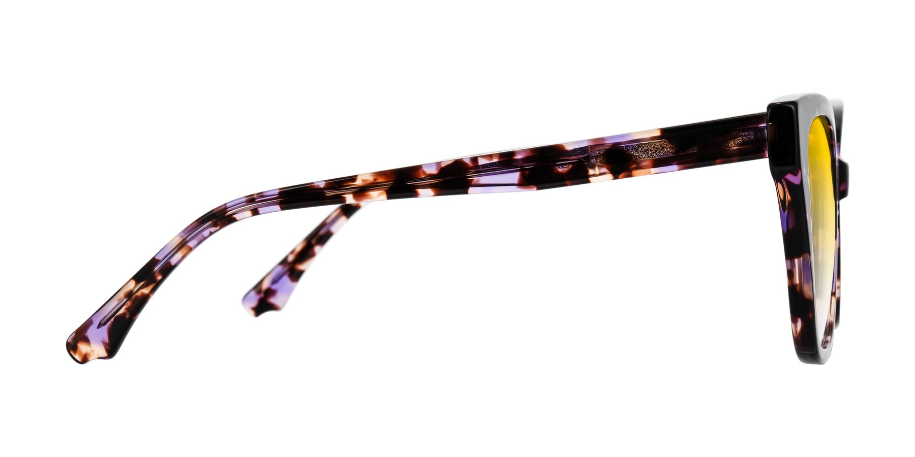 Side of Kahlem in Purple Tortoise with Yellow Gradient Lenses