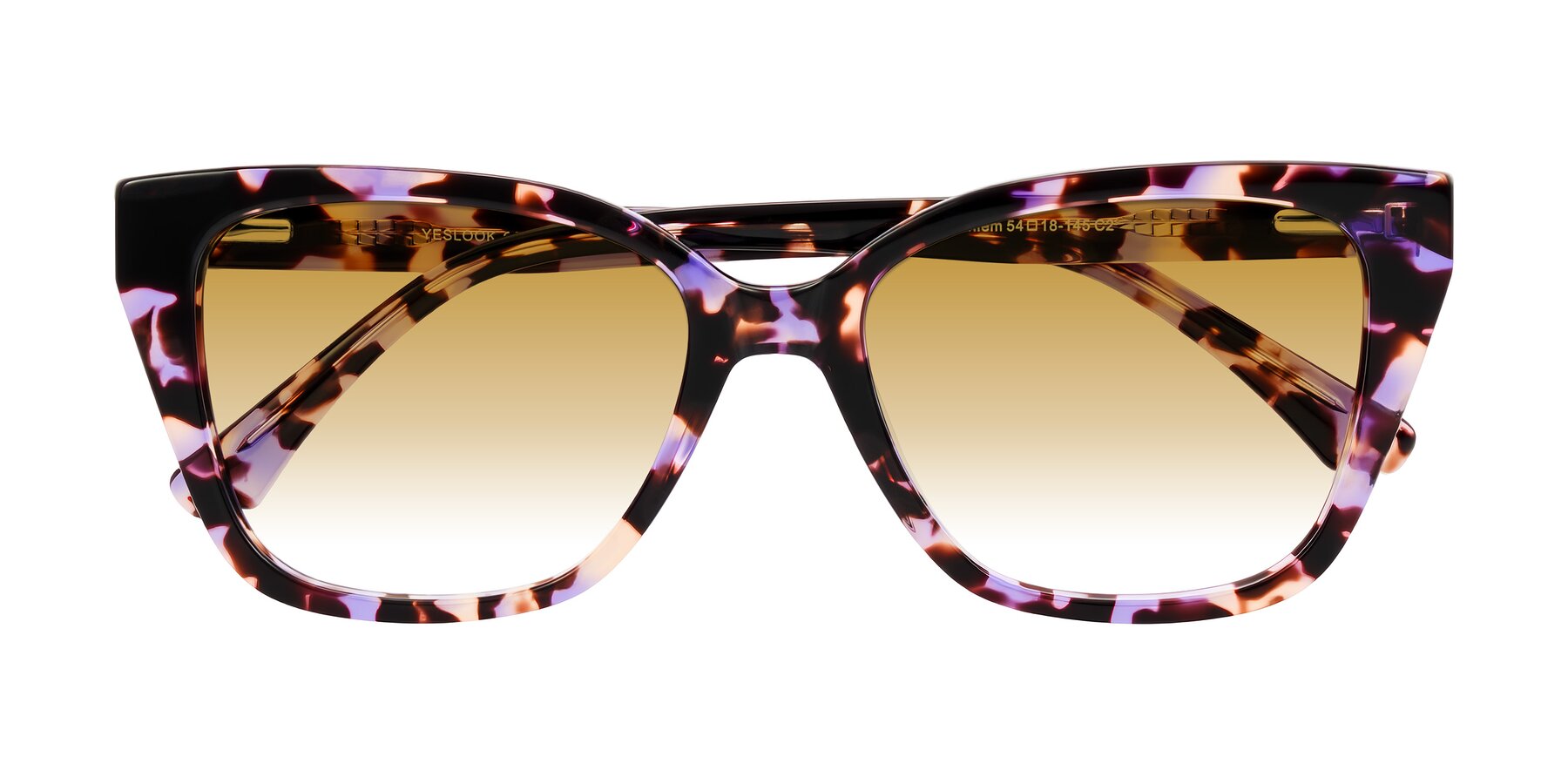 Folded Front of Kahlem in Purple Tortoise with Champagne Gradient Lenses