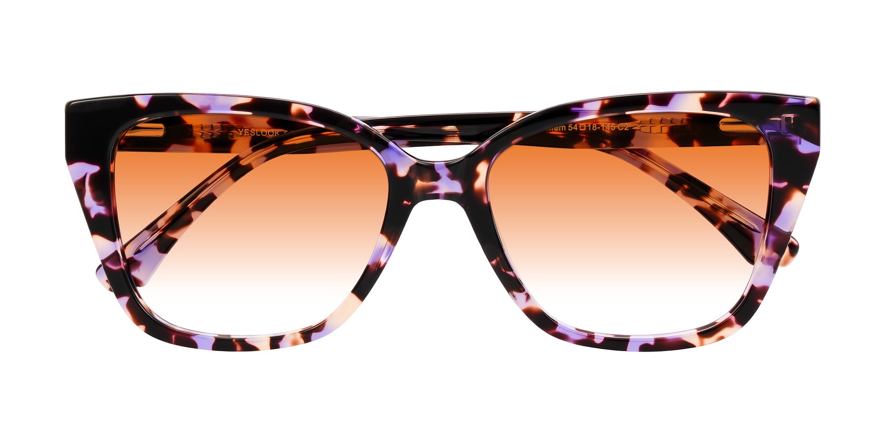 Folded Front of Kahlem in Purple Tortoise with Orange Gradient Lenses