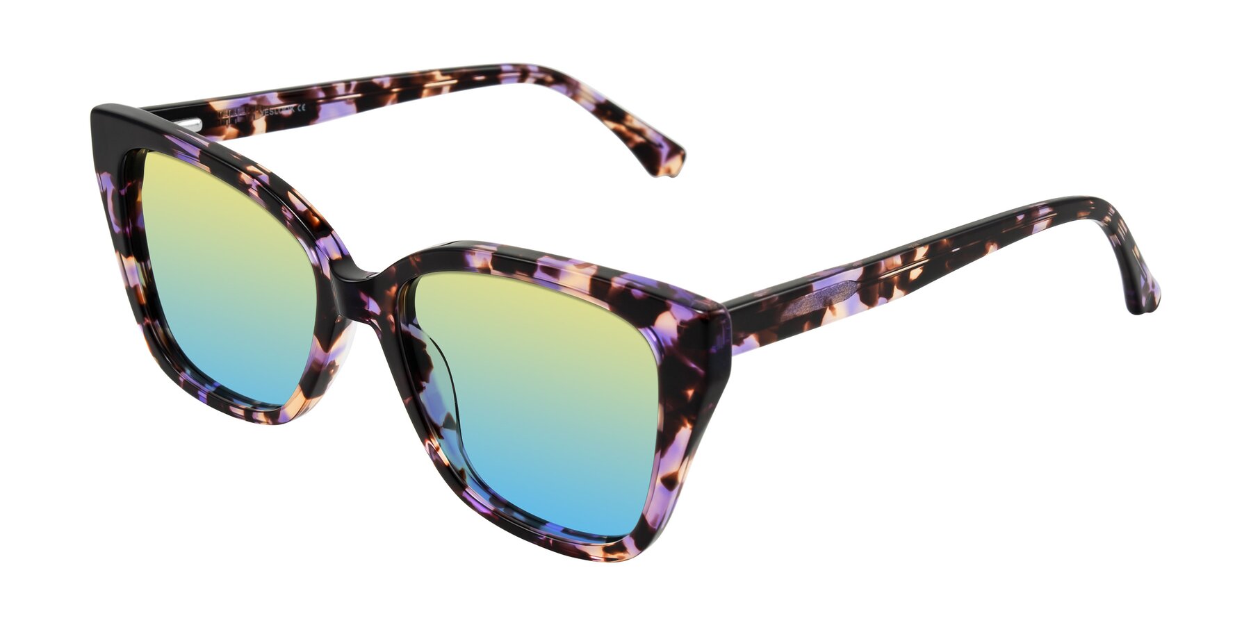 Angle of Kahlem in Purple Tortoise with Yellow / Blue Gradient Lenses