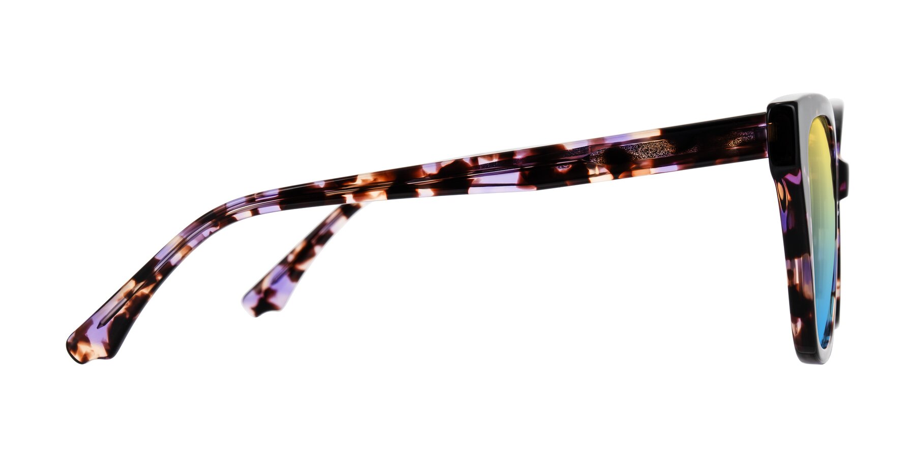 Side of Kahlem in Purple Tortoise with Yellow / Blue Gradient Lenses
