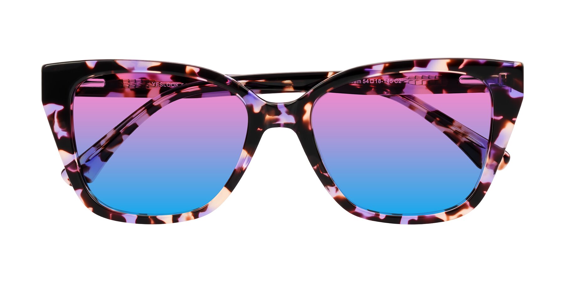 Folded Front of Kahlem in Purple Tortoise with Pink / Blue Gradient Lenses