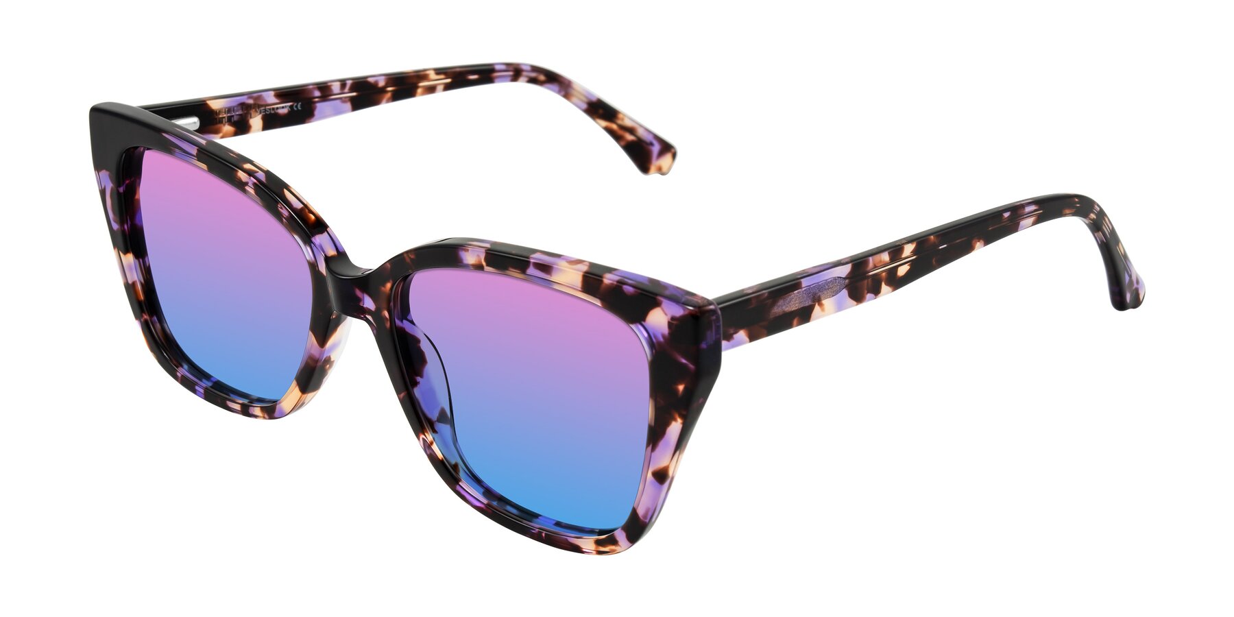 Angle of Kahlem in Purple Tortoise with Pink / Blue Gradient Lenses