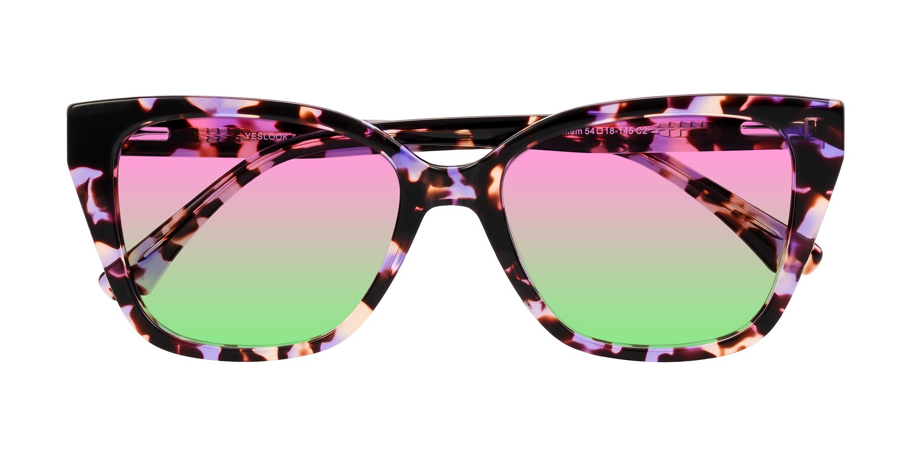 Folded Front of Kahlem in Purple Tortoise with Pink / Green Gradient Lenses