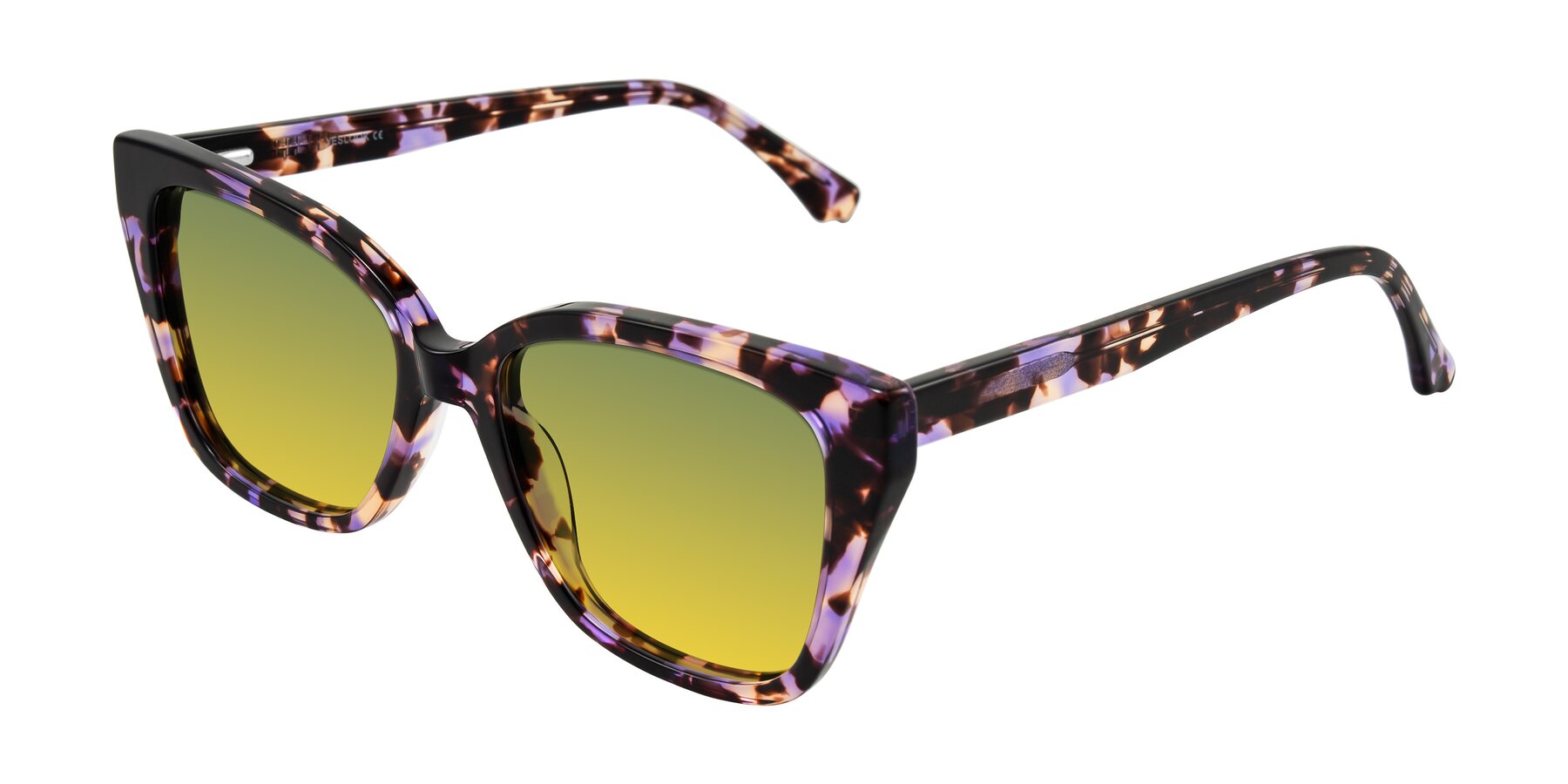 Angle of Kahlem in Purple Tortoise with Green / Yellow Gradient Lenses
