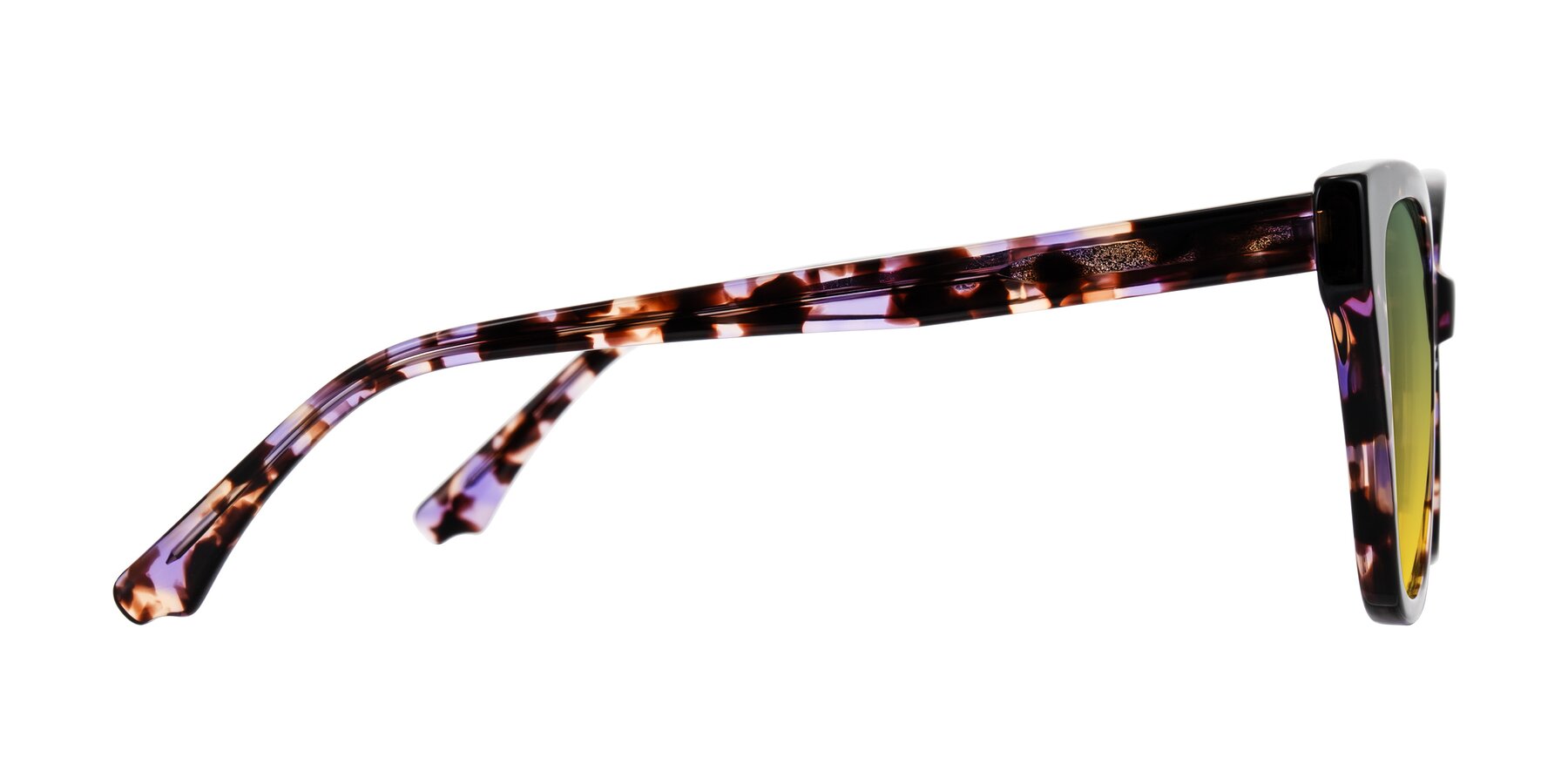 Side of Kahlem in Purple Tortoise with Green / Yellow Gradient Lenses