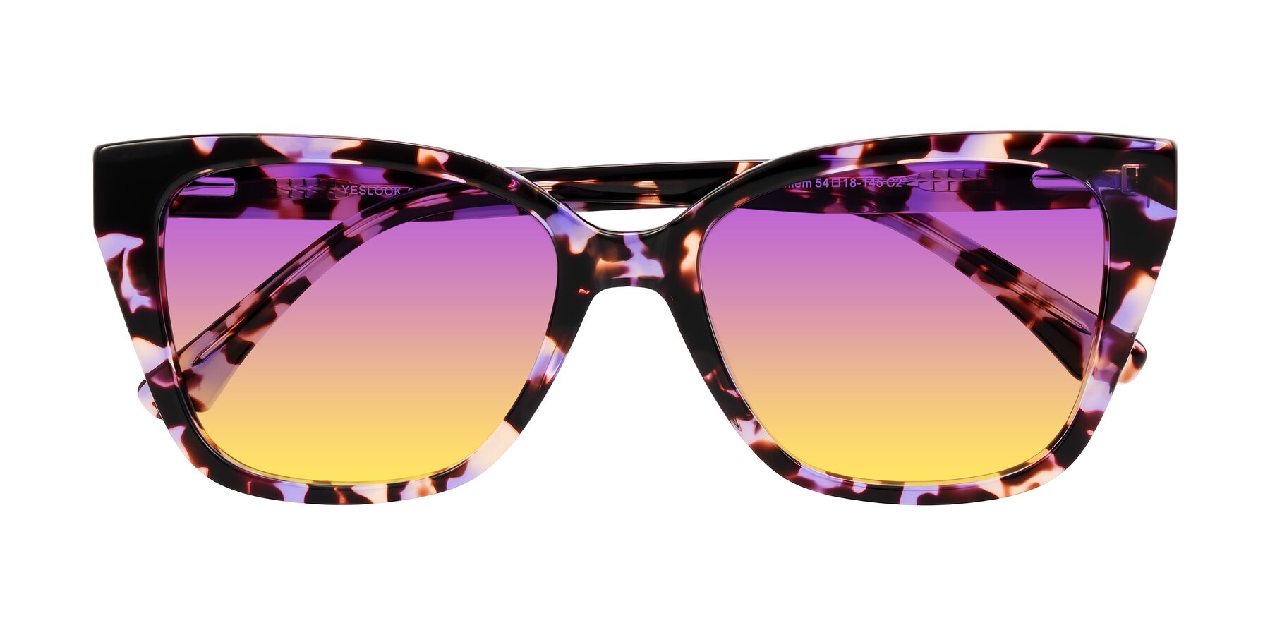 Folded Front of Kahlem in Purple Tortoise with Purple / Yellow Gradient Lenses