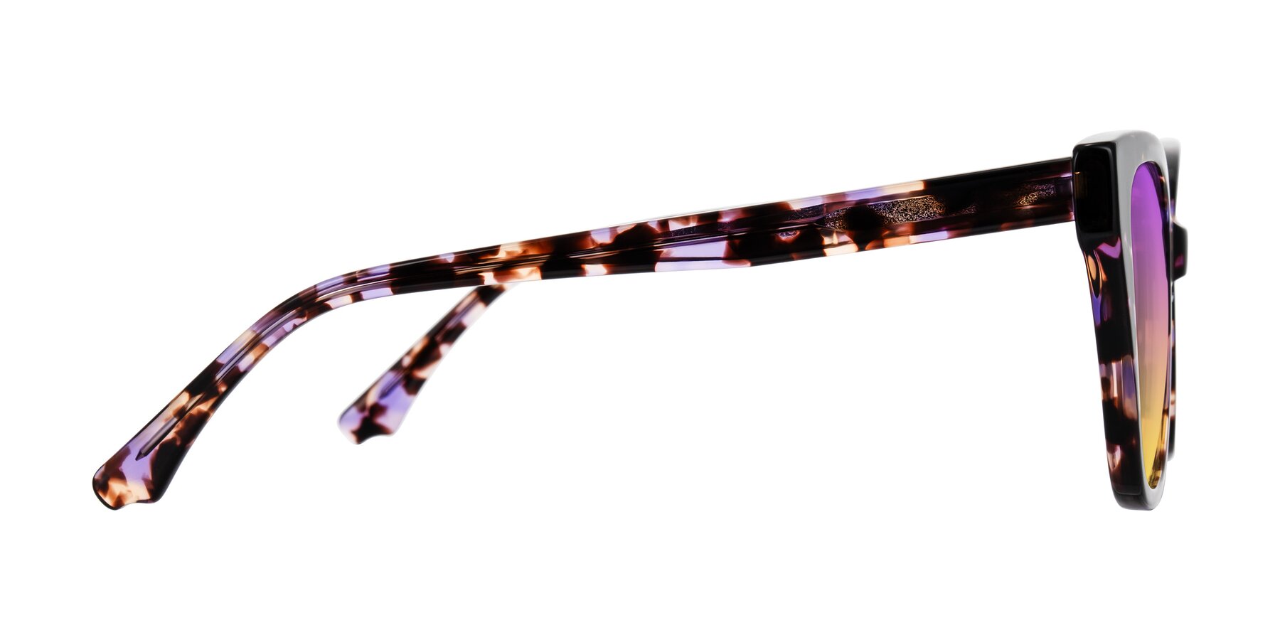 Side of Kahlem in Purple Tortoise with Purple / Yellow Gradient Lenses