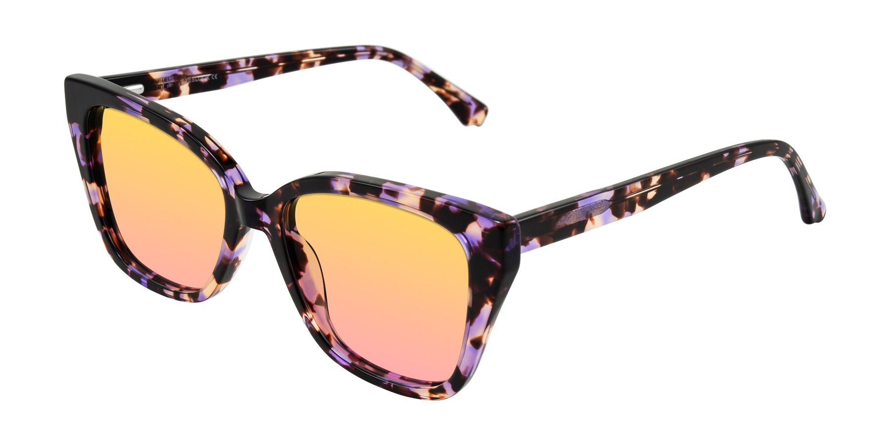 Angle of Kahlem in Purple Tortoise with Yellow / Pink Gradient Lenses