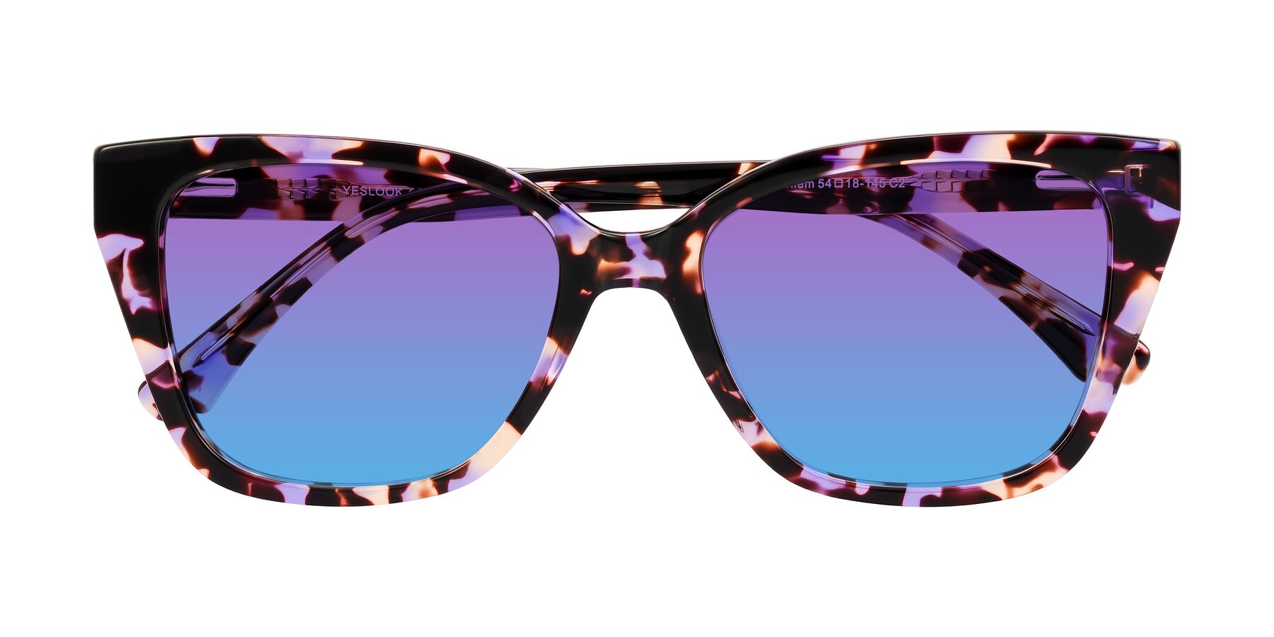 Folded Front of Kahlem in Purple Tortoise with Purple / Blue Gradient Lenses