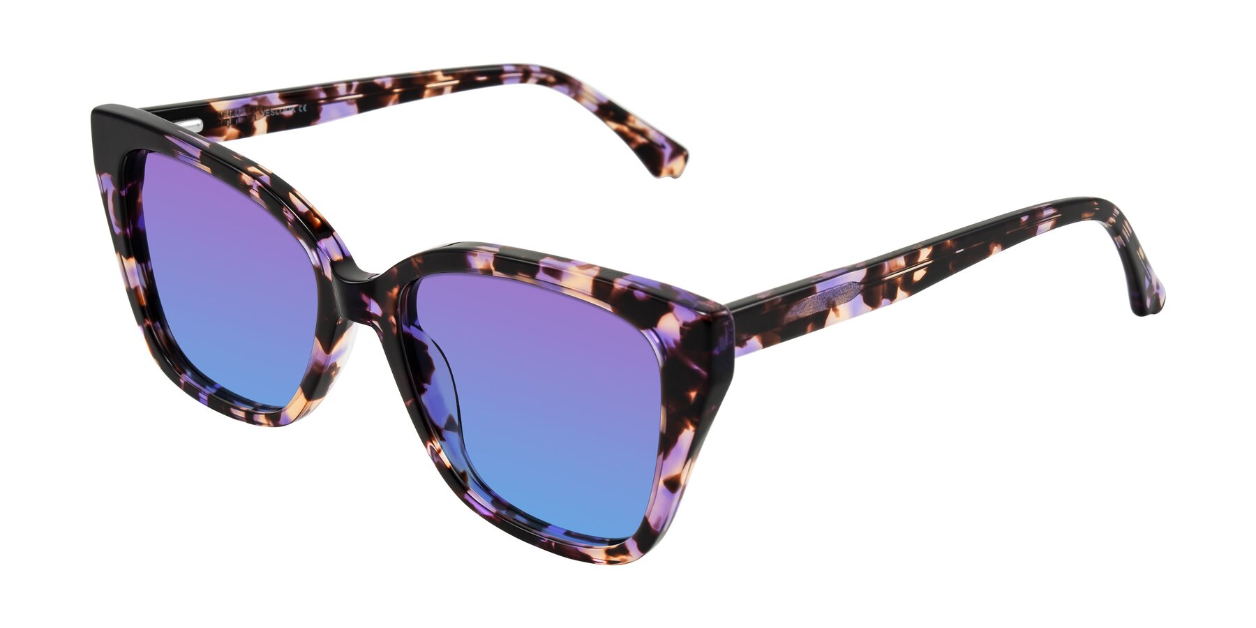 Angle of Kahlem in Purple Tortoise with Purple / Blue Gradient Lenses