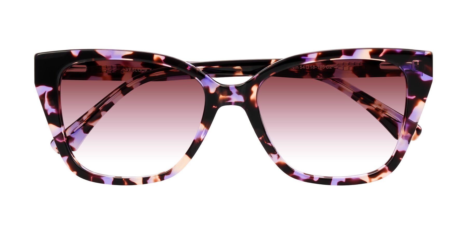 Folded Front of Kahlem in Purple Tortoise with Garnet Gradient Lenses