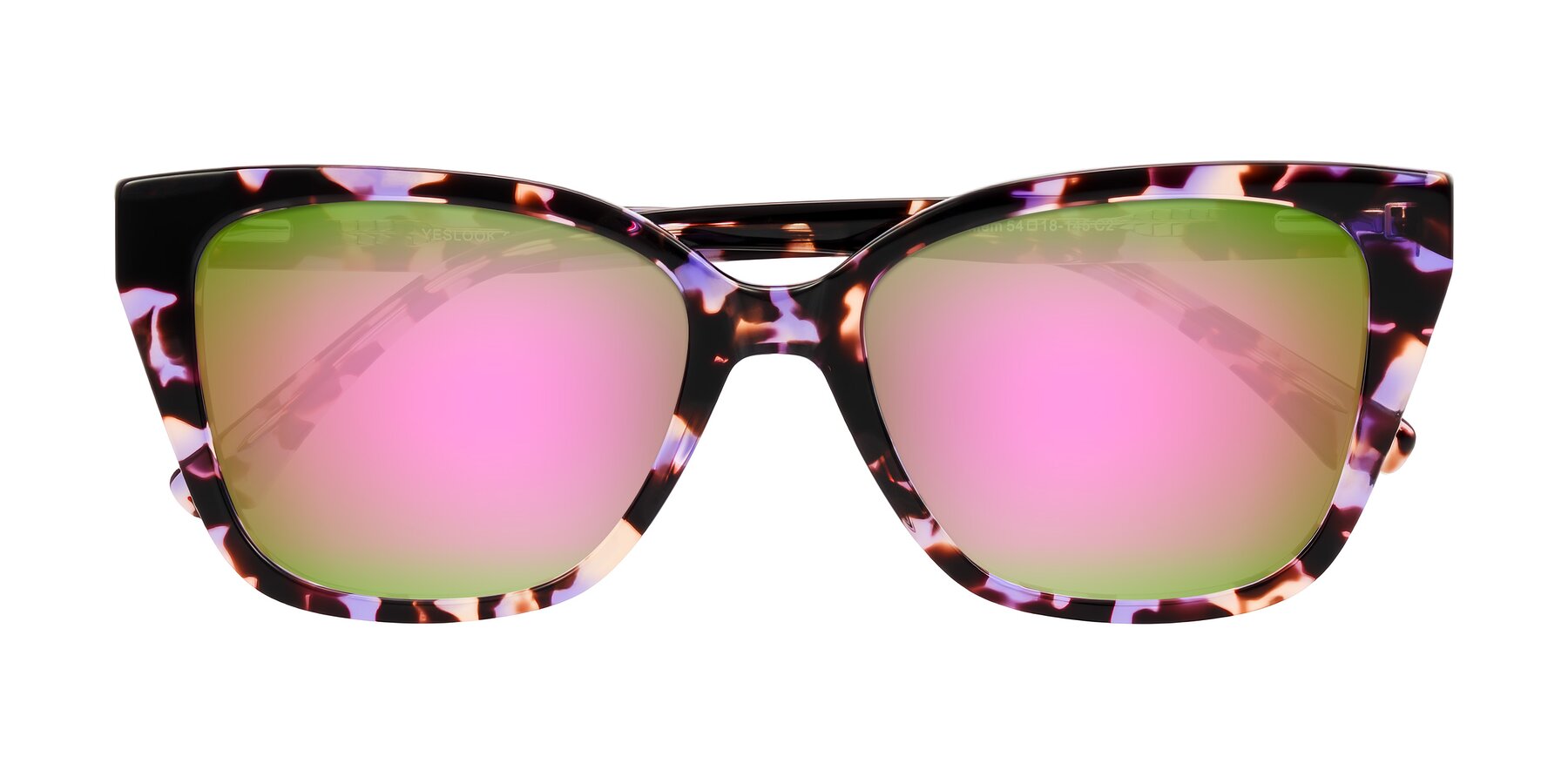 Folded Front of Kahlem in Purple Tortoise with Pink Mirrored Lenses