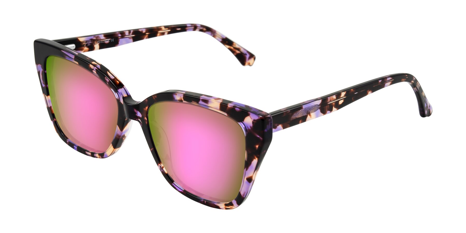 Angle of Kahlem in Purple Tortoise with Pink Mirrored Lenses