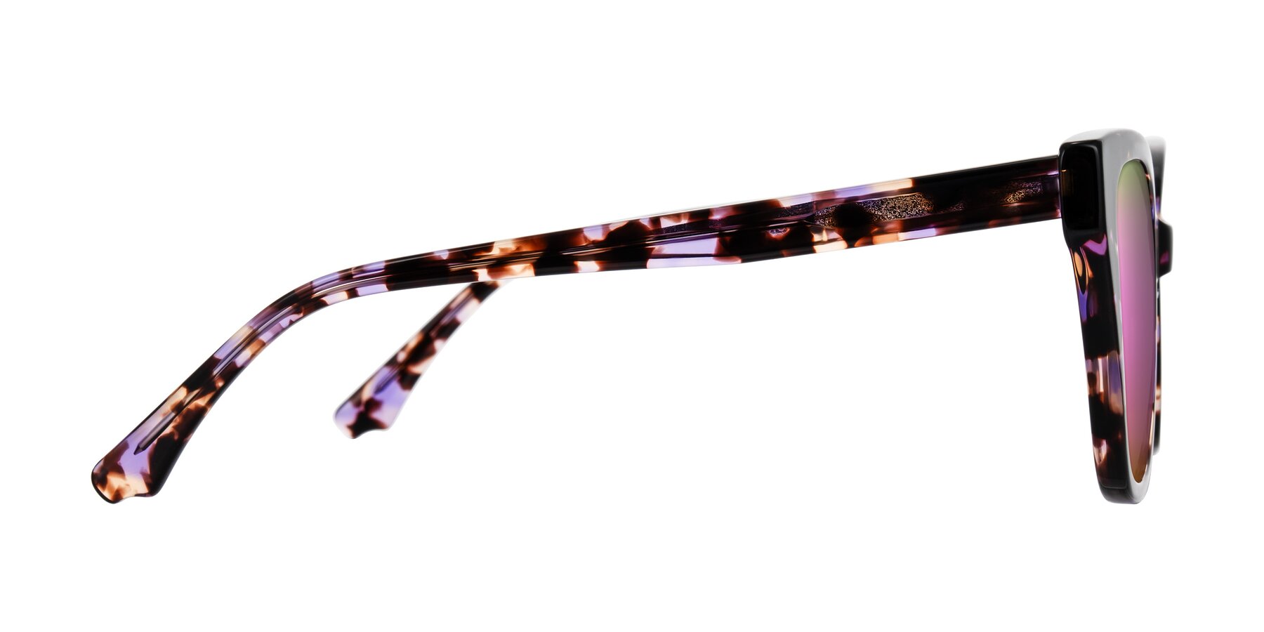 Side of Kahlem in Purple Tortoise with Pink Mirrored Lenses