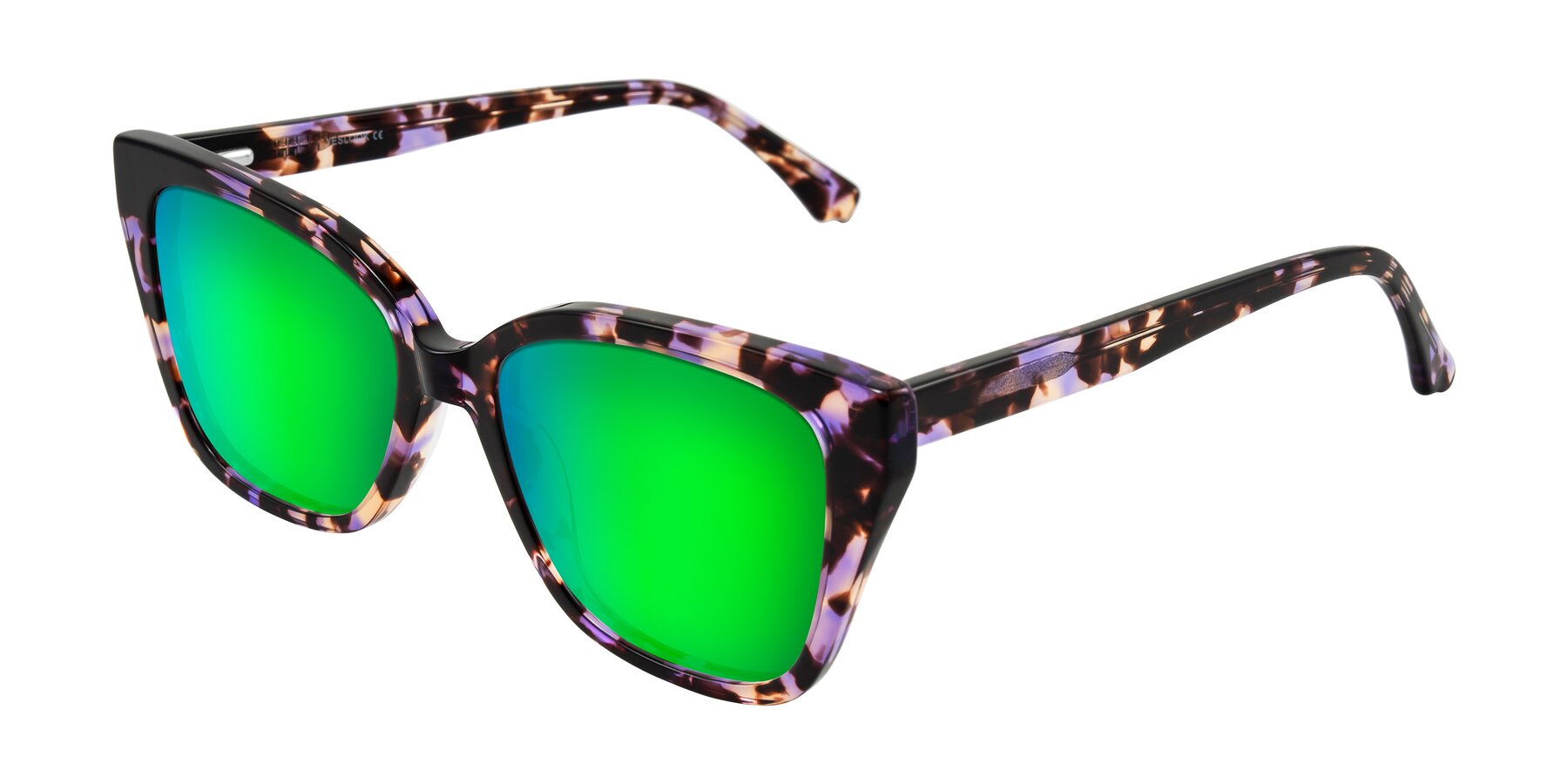 Angle of Kahlem in Purple Tortoise with Green Mirrored Lenses