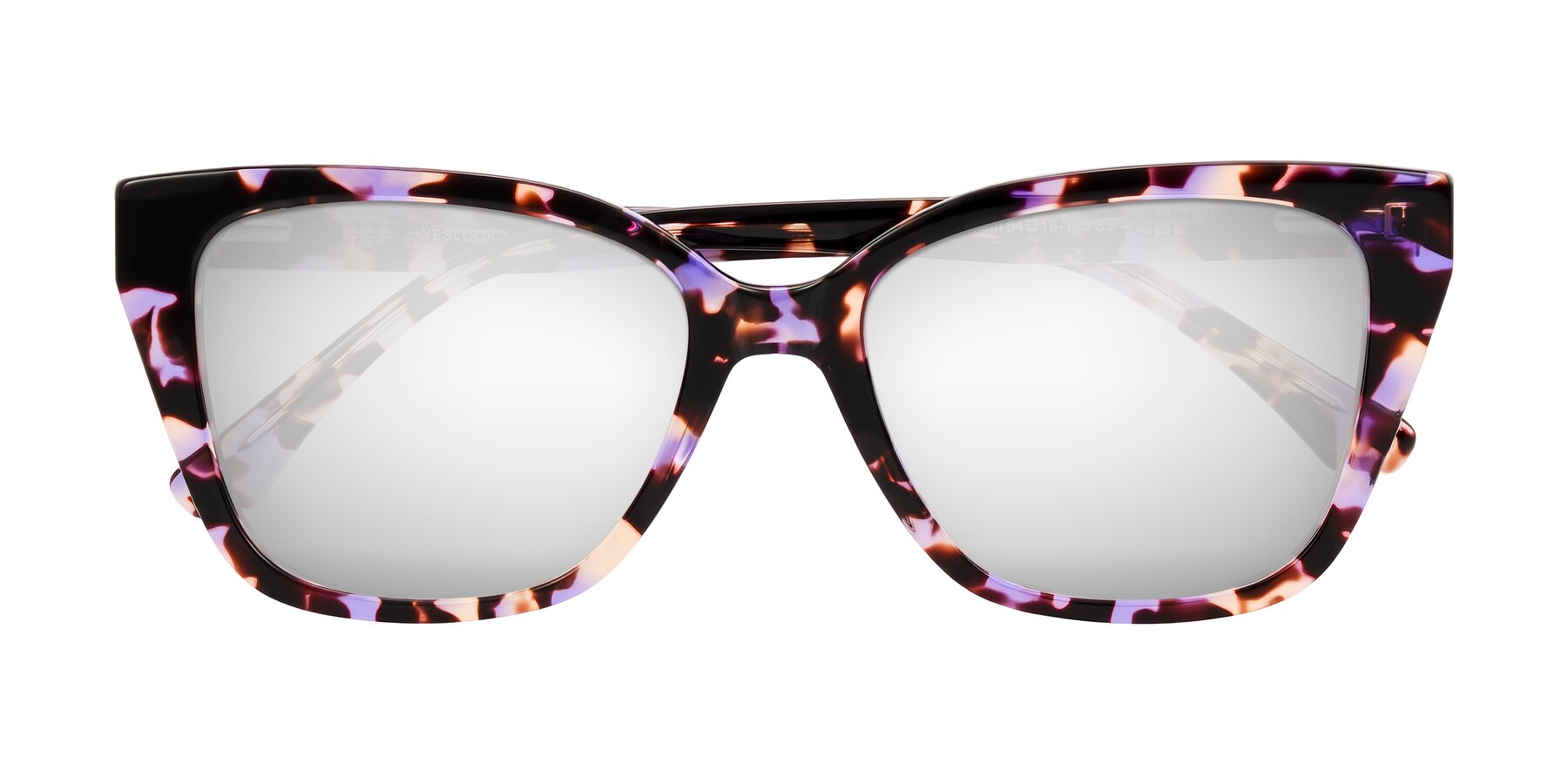 Folded Front of Kahlem in Purple Tortoise with Silver Mirrored Lenses