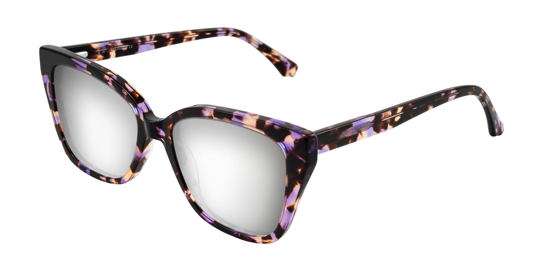 Angle of Kahlem in Purple Tortoise with Silver Mirrored Lenses