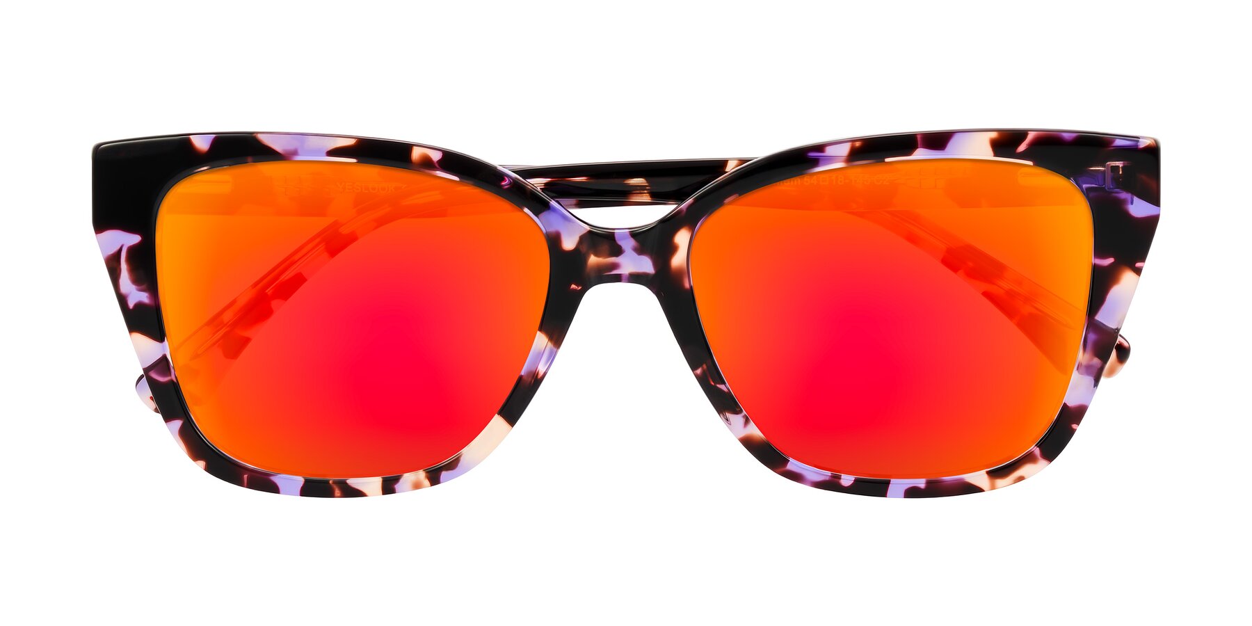 Folded Front of Kahlem in Purple Tortoise with Red Gold Mirrored Lenses