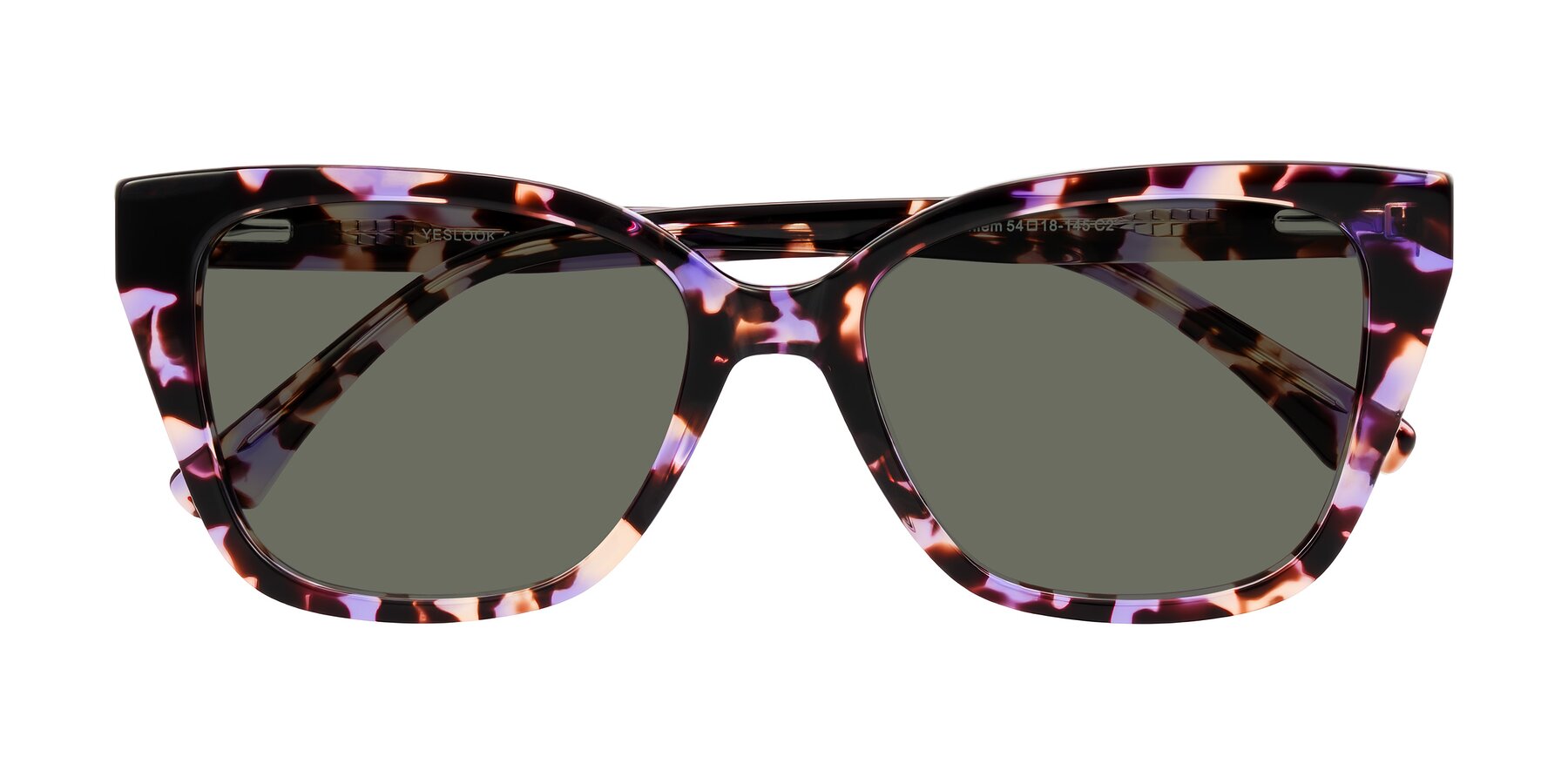 Folded Front of Kahlem in Purple Tortoise with Gray Polarized Lenses