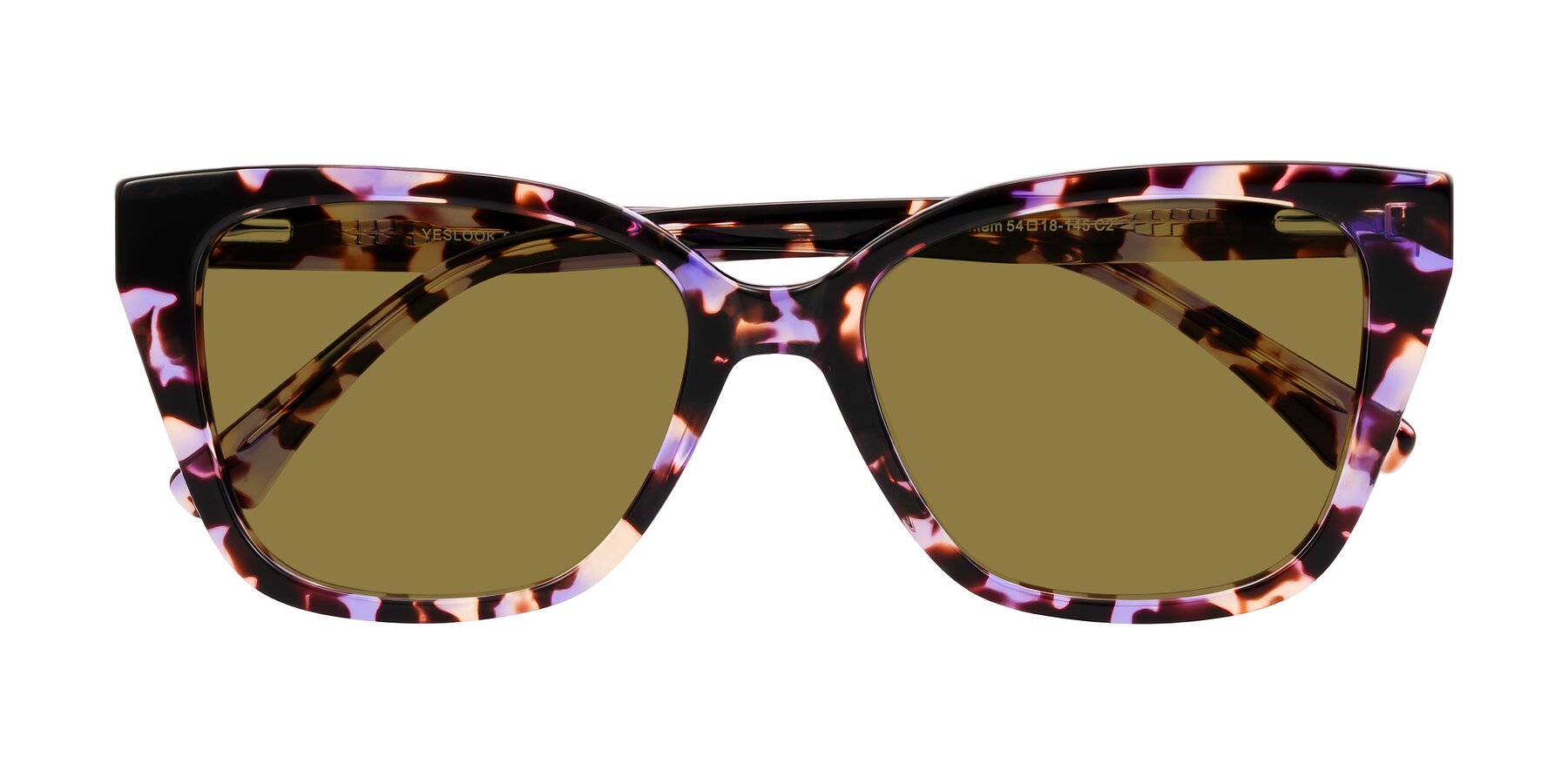 Folded Front of Kahlem in Purple Tortoise with Brown Polarized Lenses