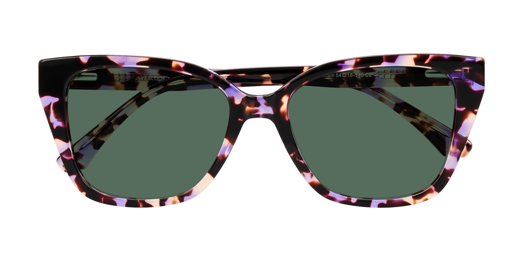 Folded Front of Kahlem in Purple Tortoise with Green Polarized Lenses