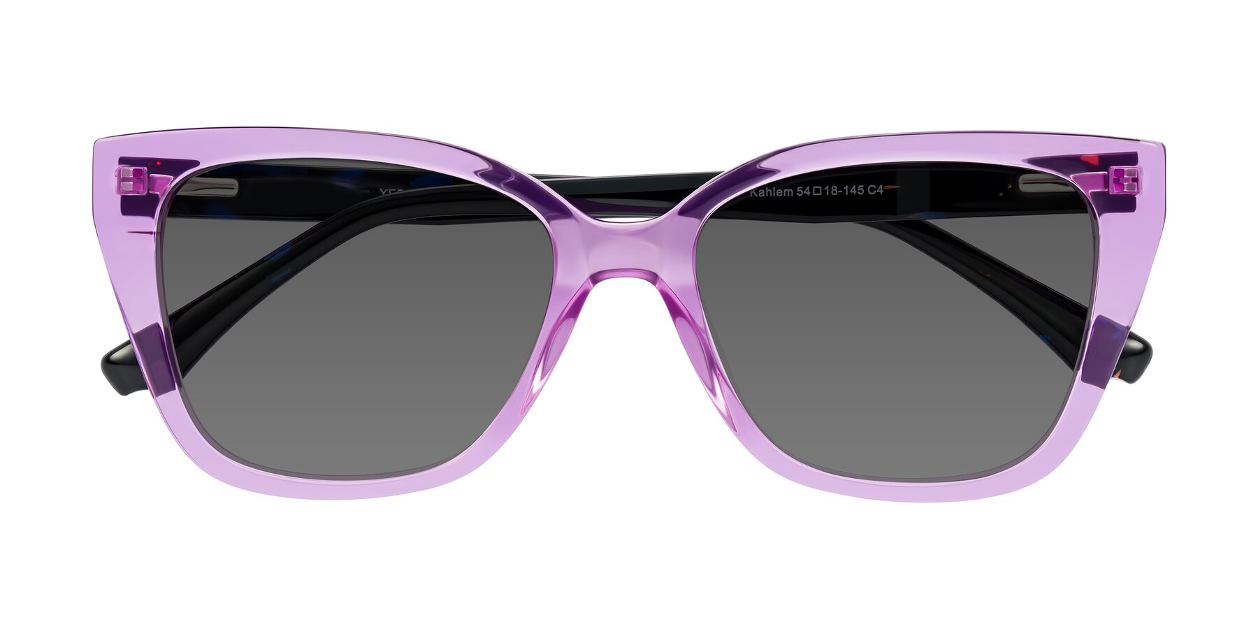 Folded Front of Kahlem in Violet with Medium Gray Tinted Lenses