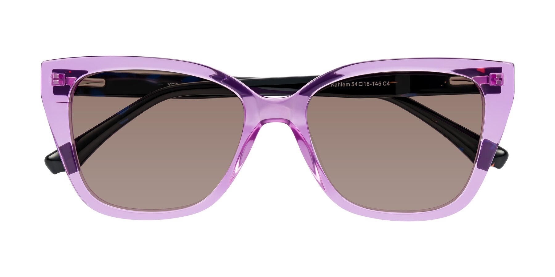Folded Front of Kahlem in Violet with Medium Brown Tinted Lenses