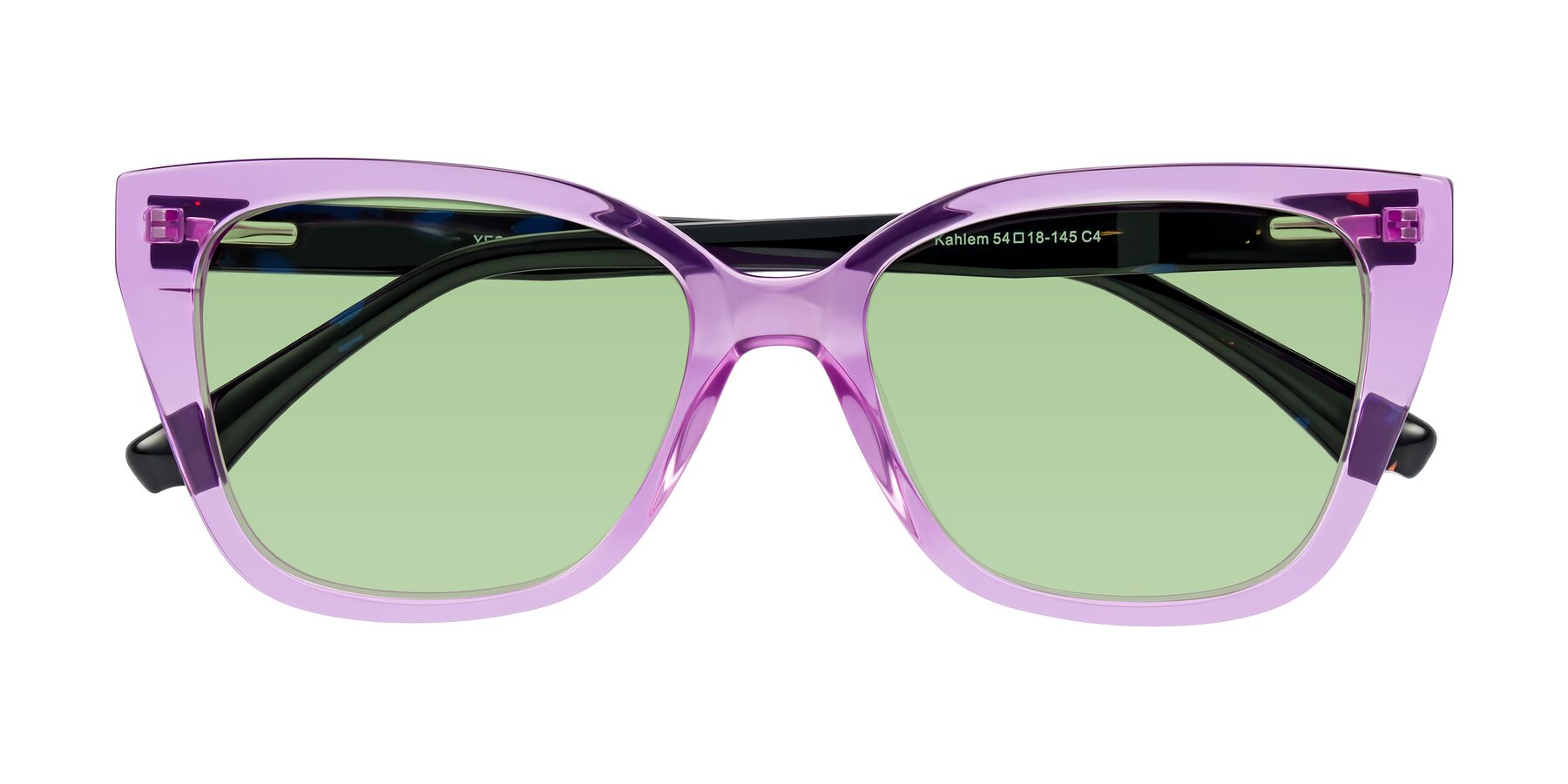 Folded Front of Kahlem in Violet with Medium Green Tinted Lenses