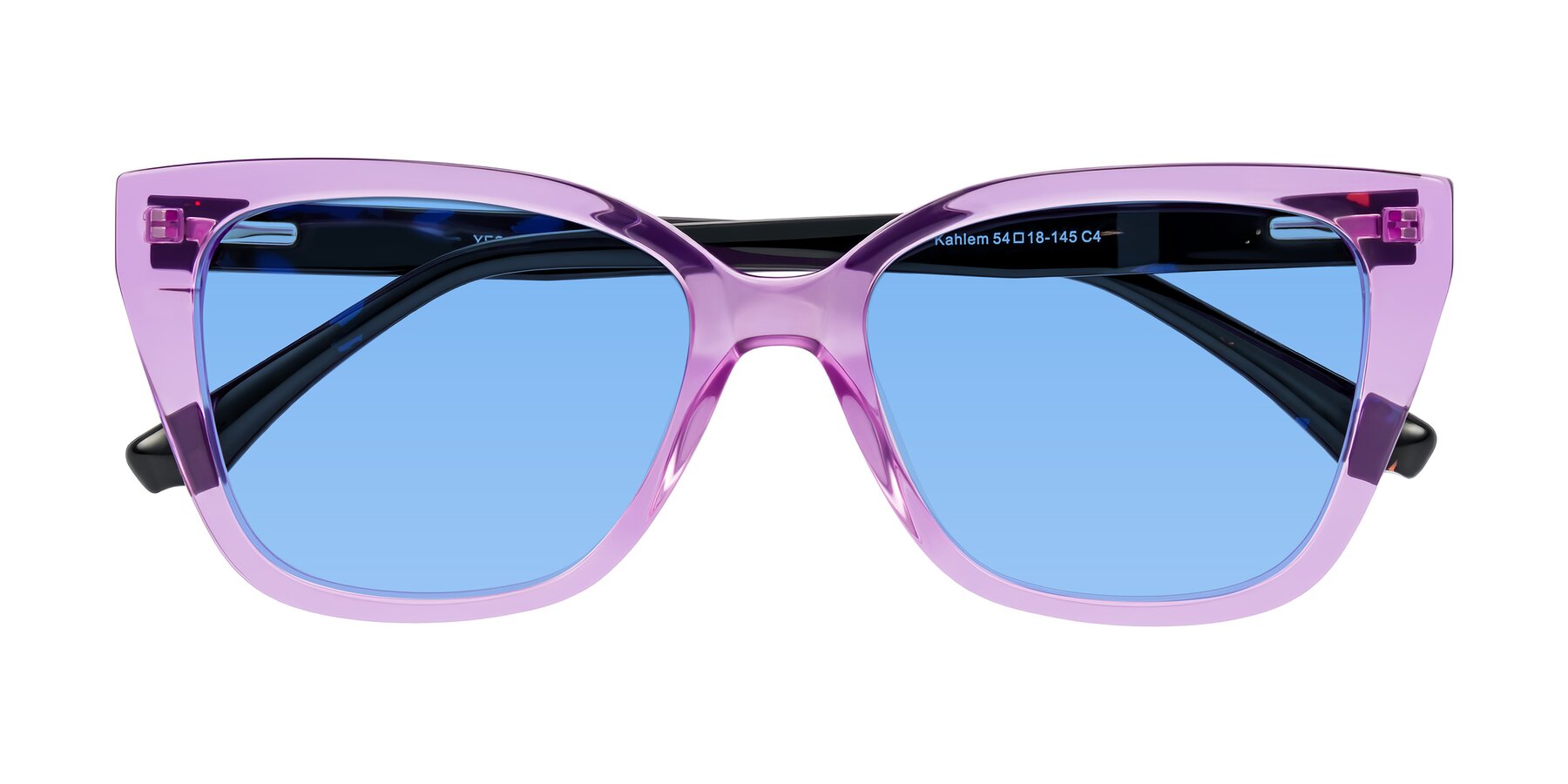 Folded Front of Kahlem in Violet with Medium Blue Tinted Lenses