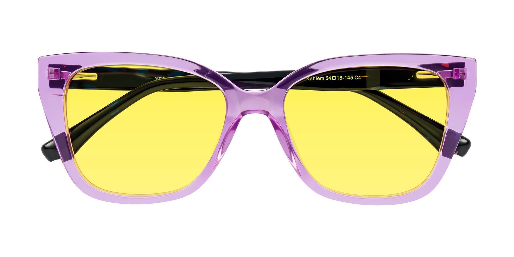 Folded Front of Kahlem in Violet with Medium Yellow Tinted Lenses