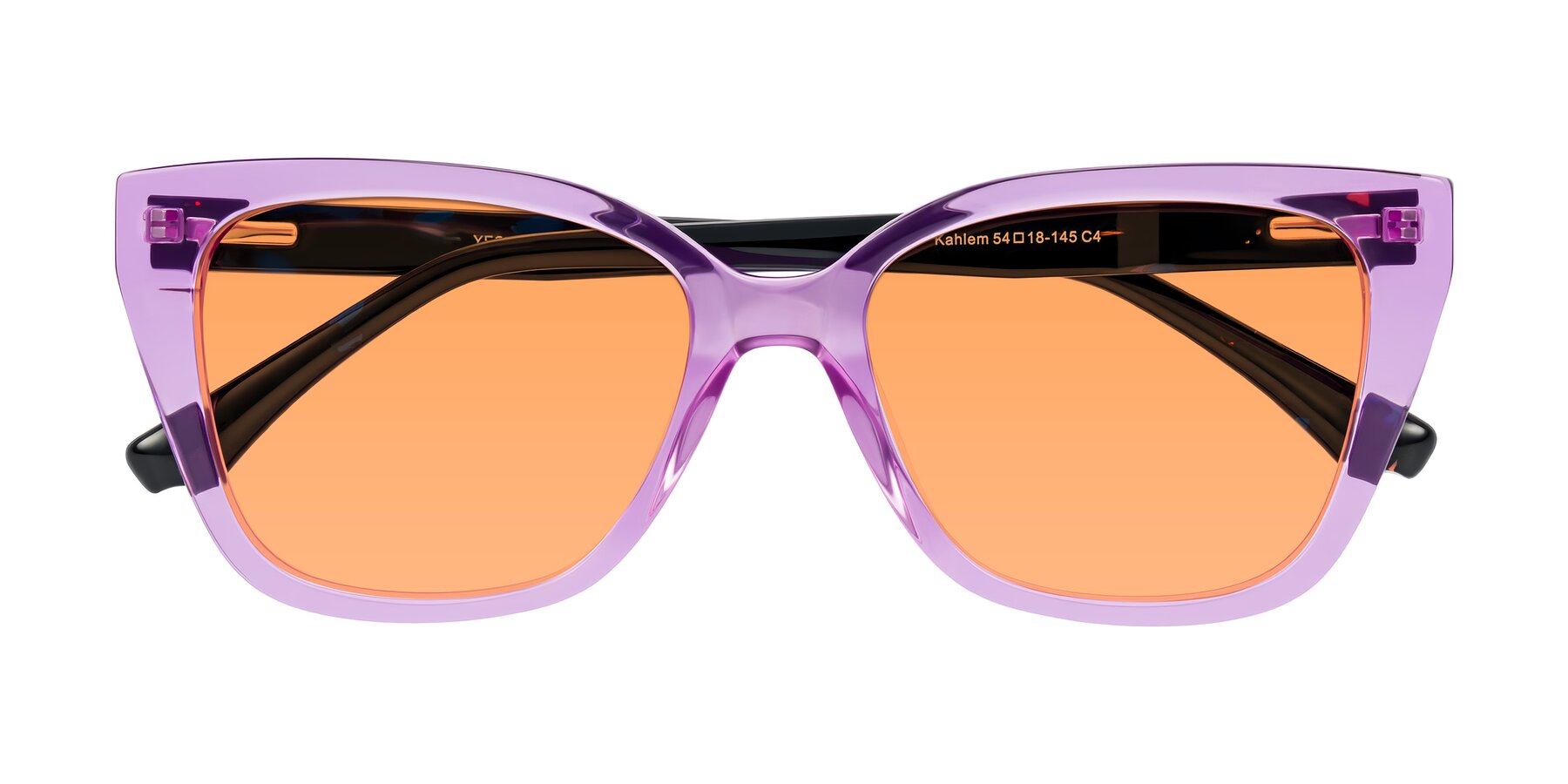 Folded Front of Kahlem in Violet with Medium Orange Tinted Lenses