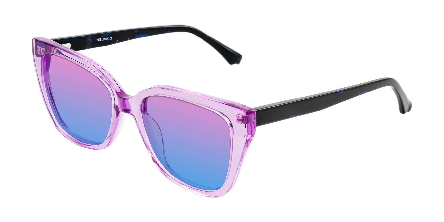 Angle of Kahlem in Violet with Pink / Blue Gradient Lenses