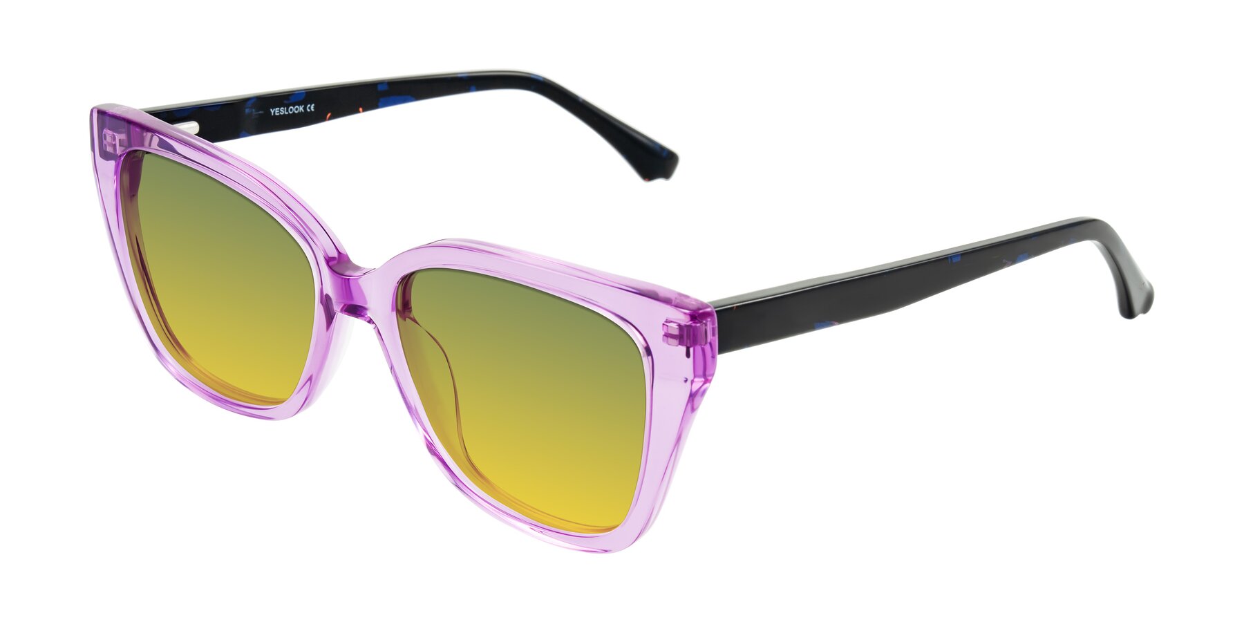 Angle of Kahlem in Violet with Green / Yellow Gradient Lenses