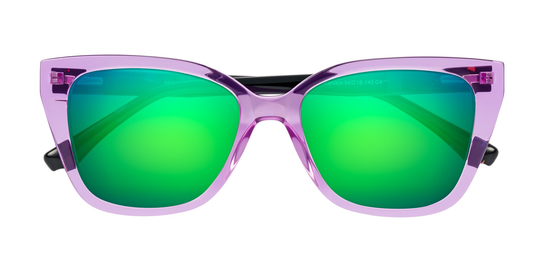 Folded Front of Kahlem in Violet with Green Mirrored Lenses