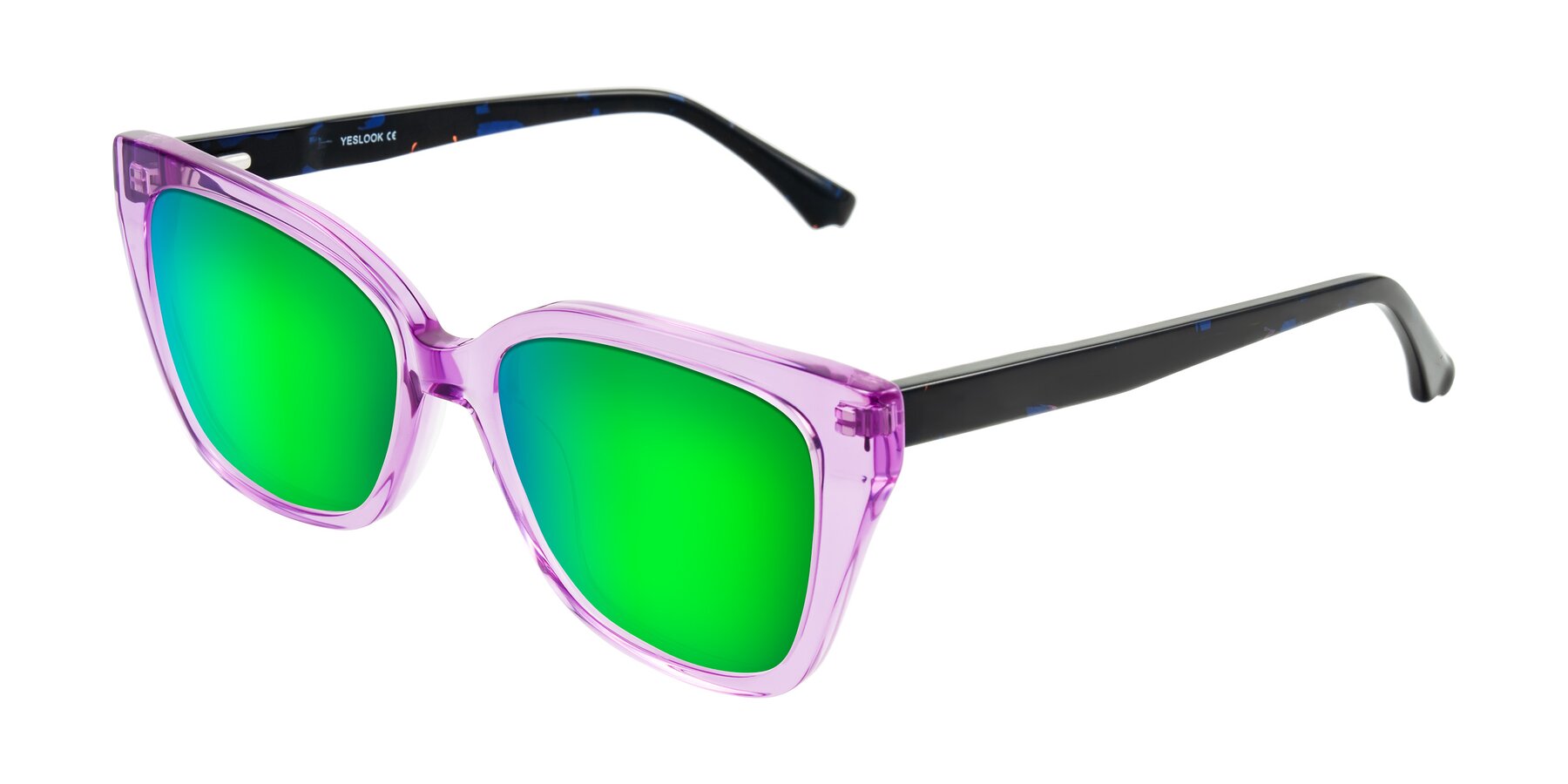 Angle of Kahlem in Violet with Green Mirrored Lenses