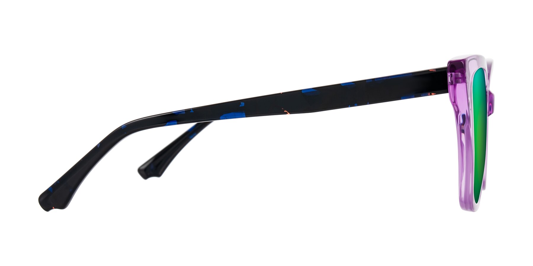 Side of Kahlem in Violet with Green Mirrored Lenses