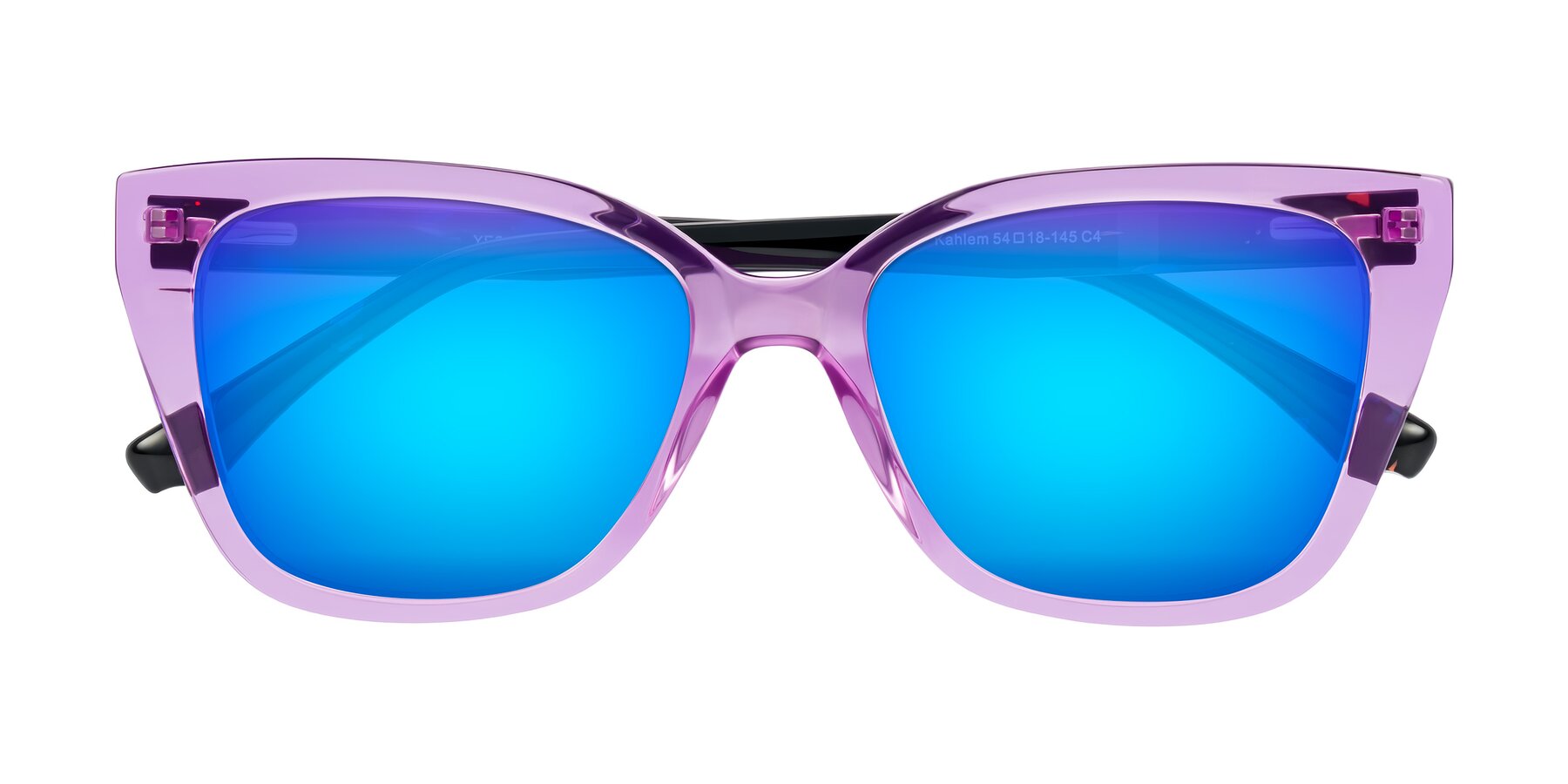 Folded Front of Kahlem in Violet with Blue Mirrored Lenses
