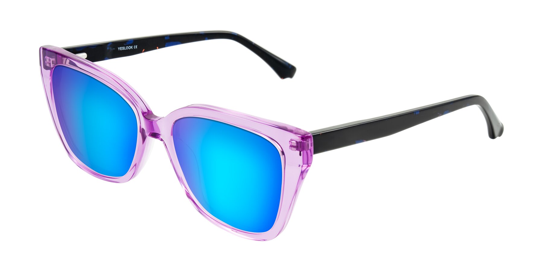 Angle of Kahlem in Violet with Blue Mirrored Lenses