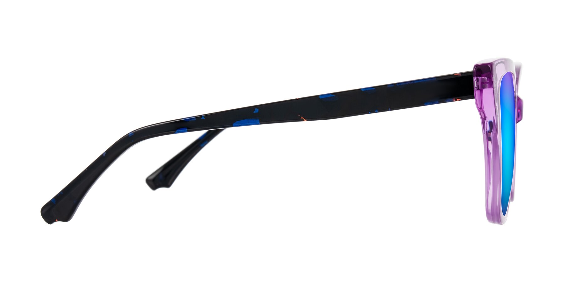 Side of Kahlem in Violet with Blue Mirrored Lenses