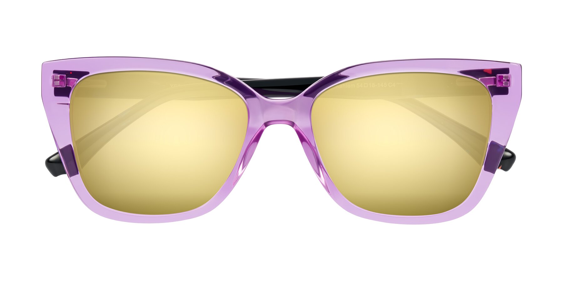 Folded Front of Kahlem in Violet with Gold Mirrored Lenses