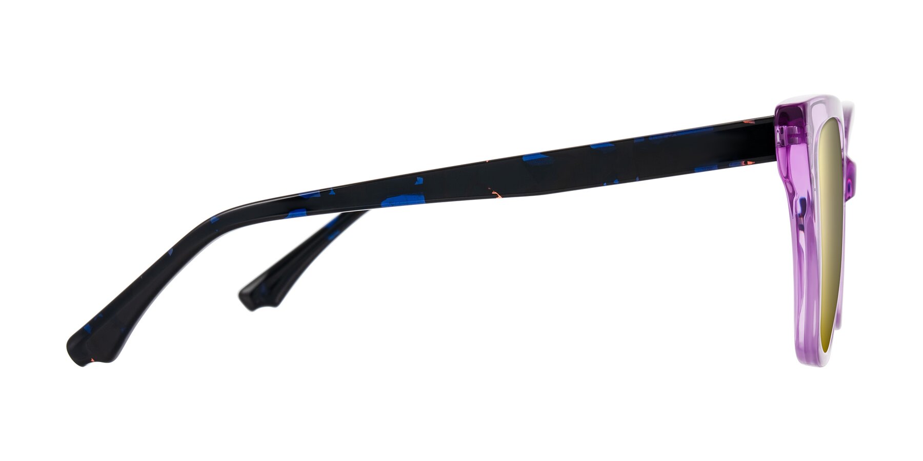 Side of Kahlem in Violet with Gold Mirrored Lenses