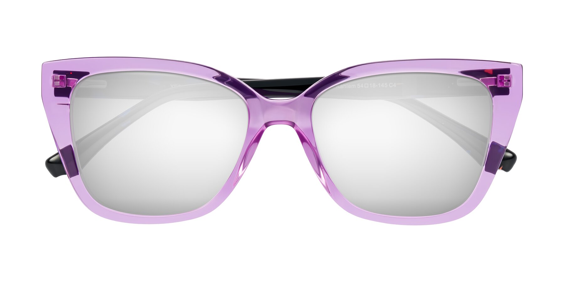 Folded Front of Kahlem in Violet with Silver Mirrored Lenses
