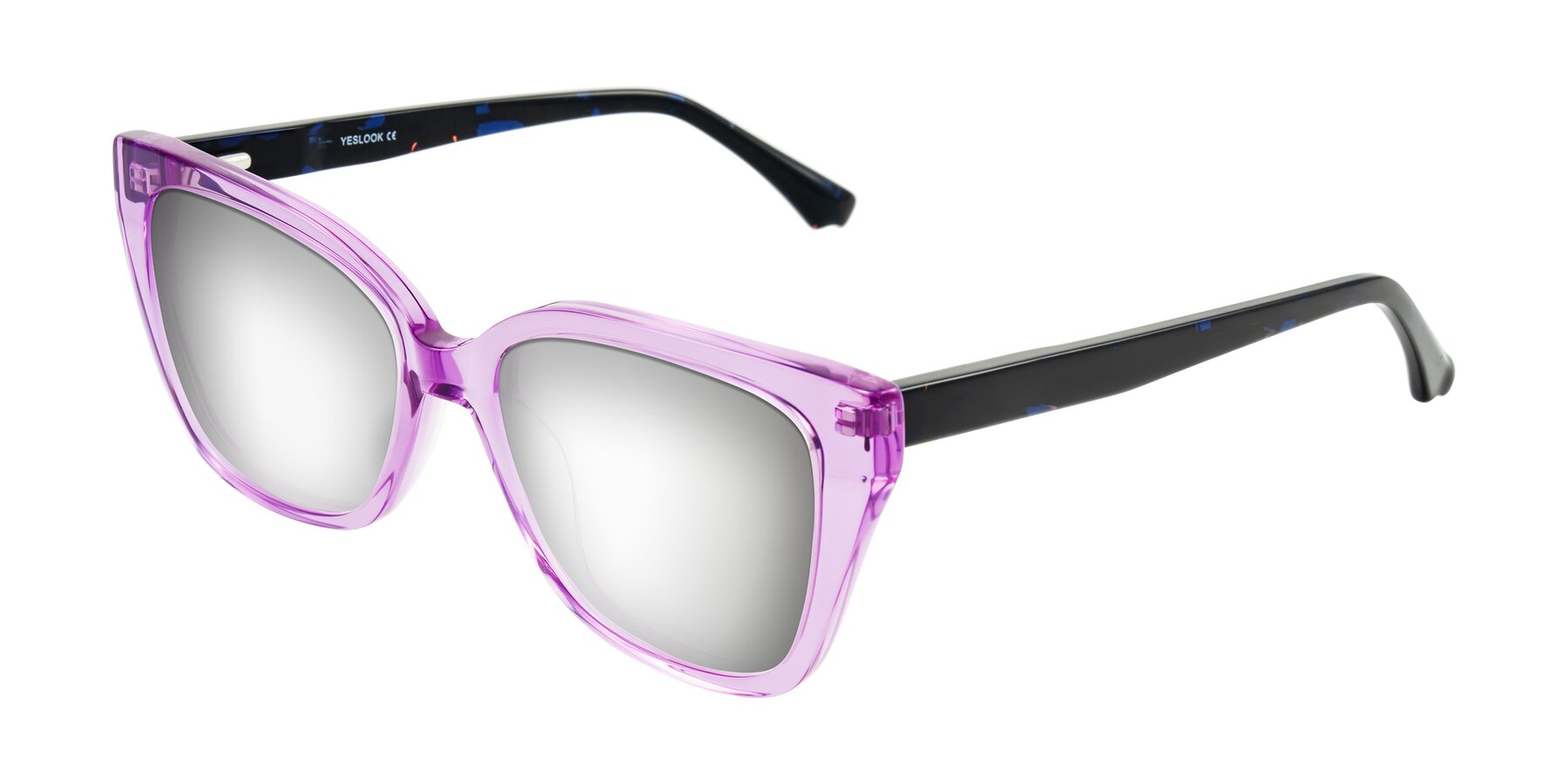 Angle of Kahlem in Violet with Silver Mirrored Lenses