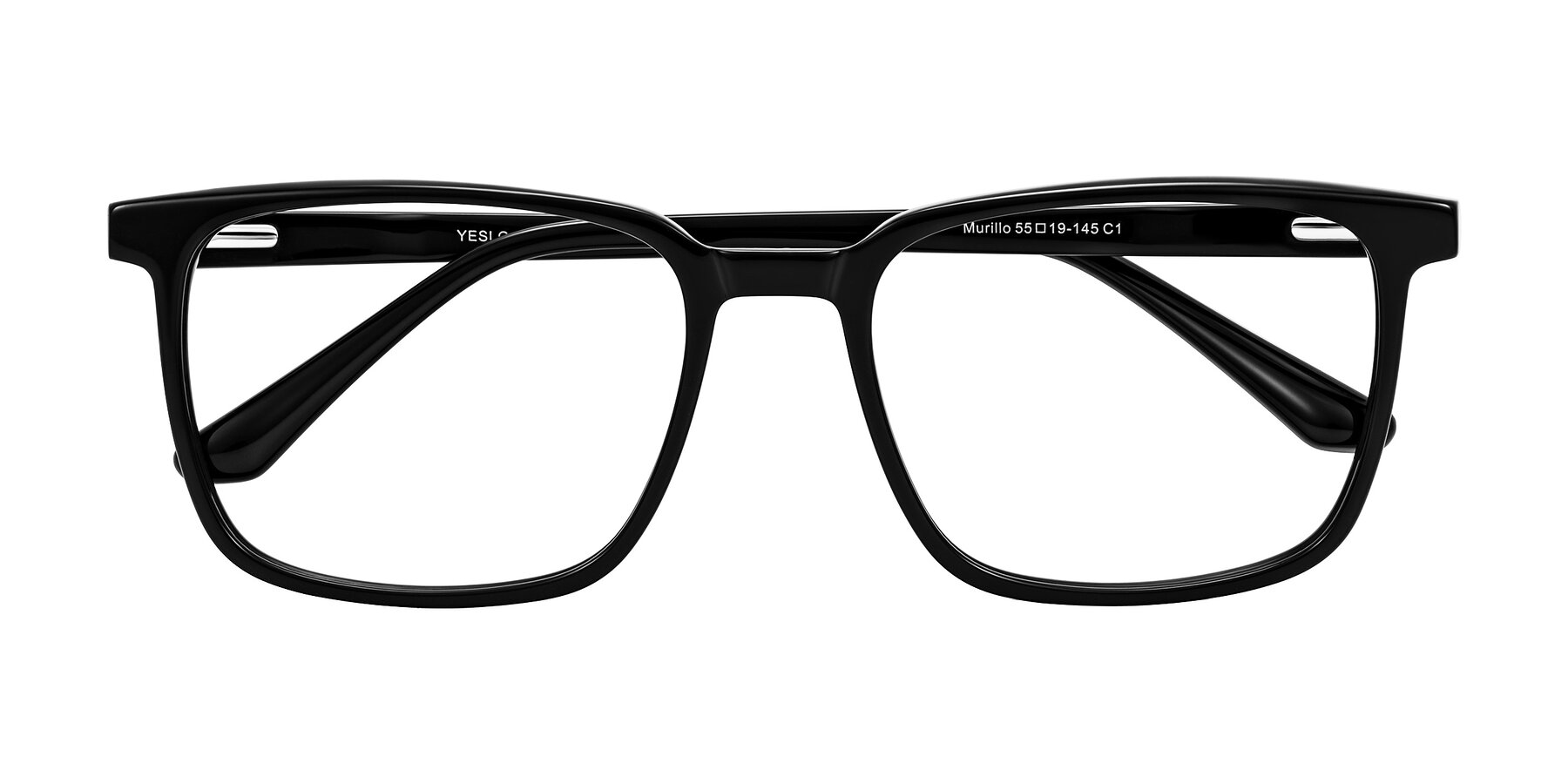 Folded Front of Murillo in Black with Clear Eyeglass Lenses