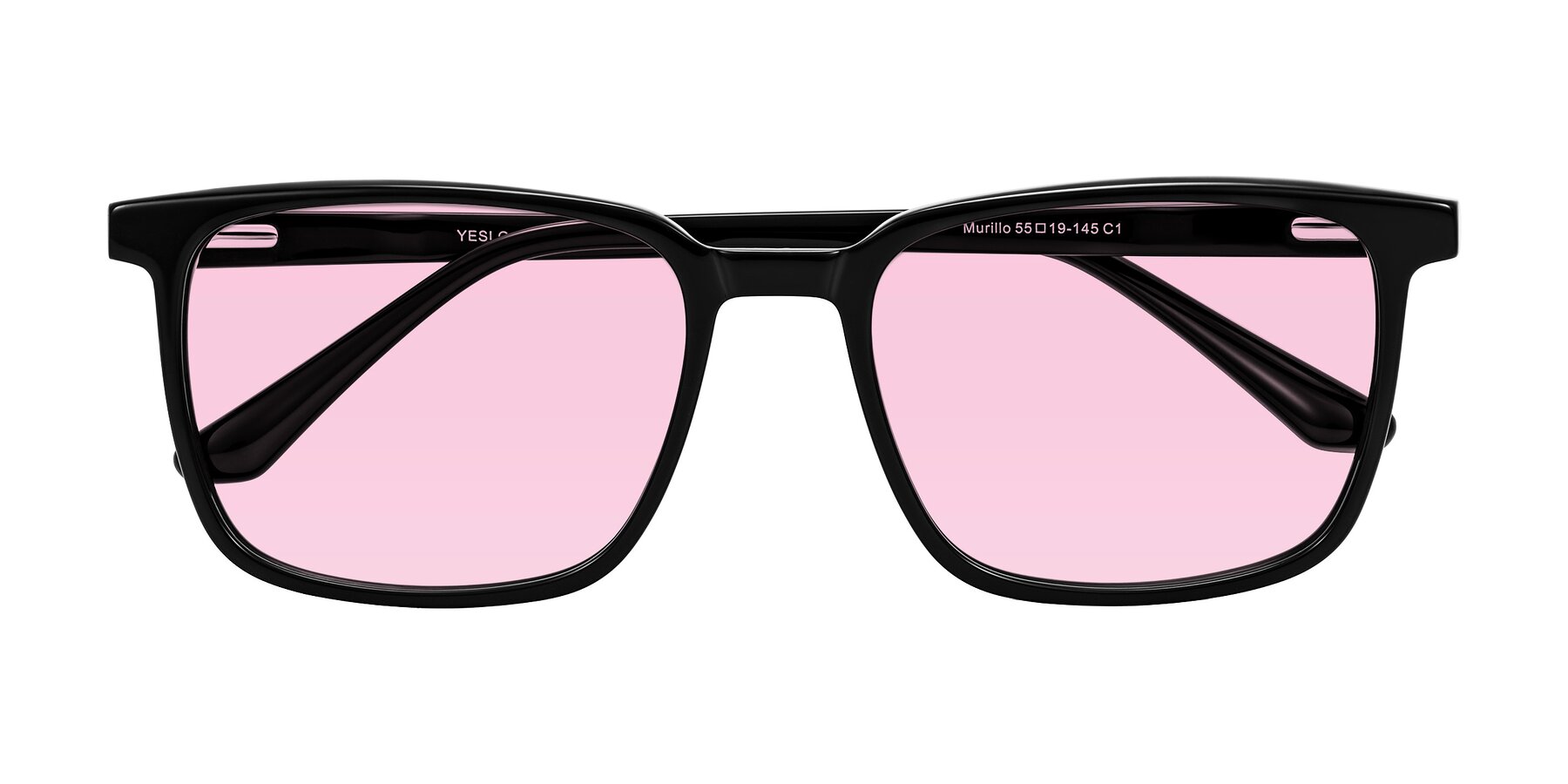 Folded Front of Murillo in Black with Light Pink Tinted Lenses