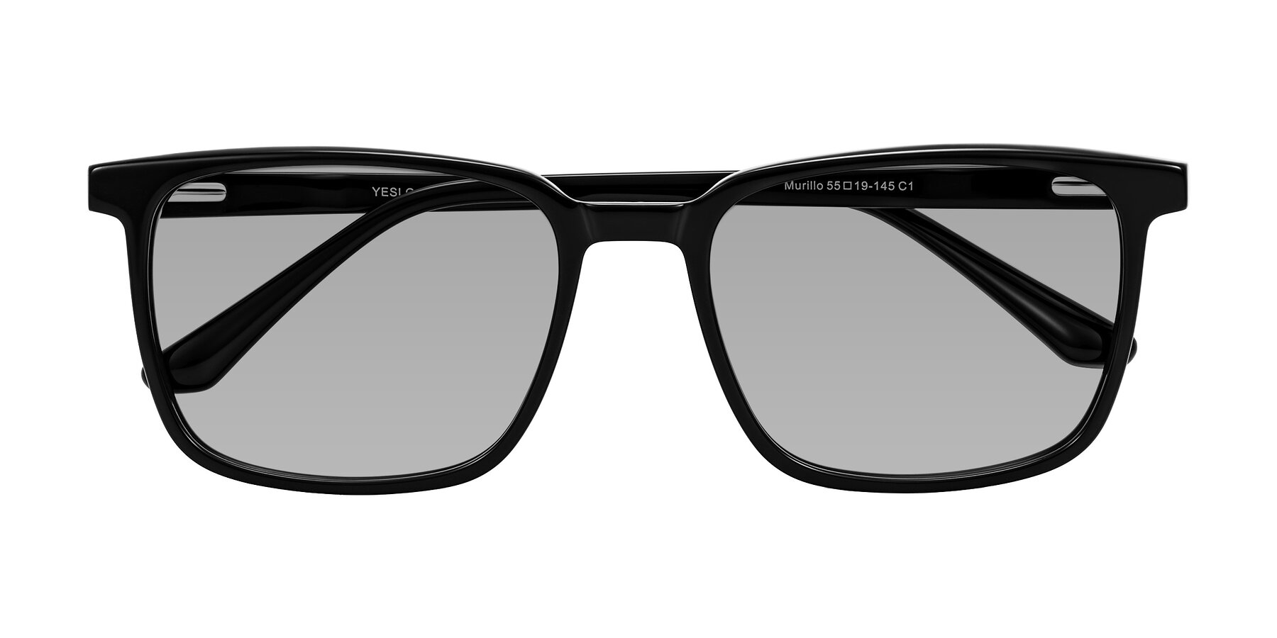 Folded Front of Murillo in Black with Light Gray Tinted Lenses